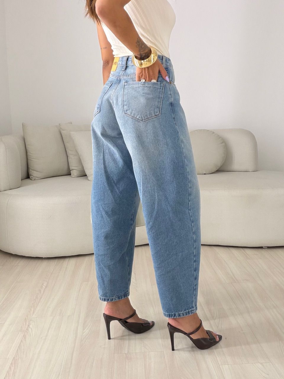 CALÇA MARIA JÚLIA BALLOON JEANS CLARO