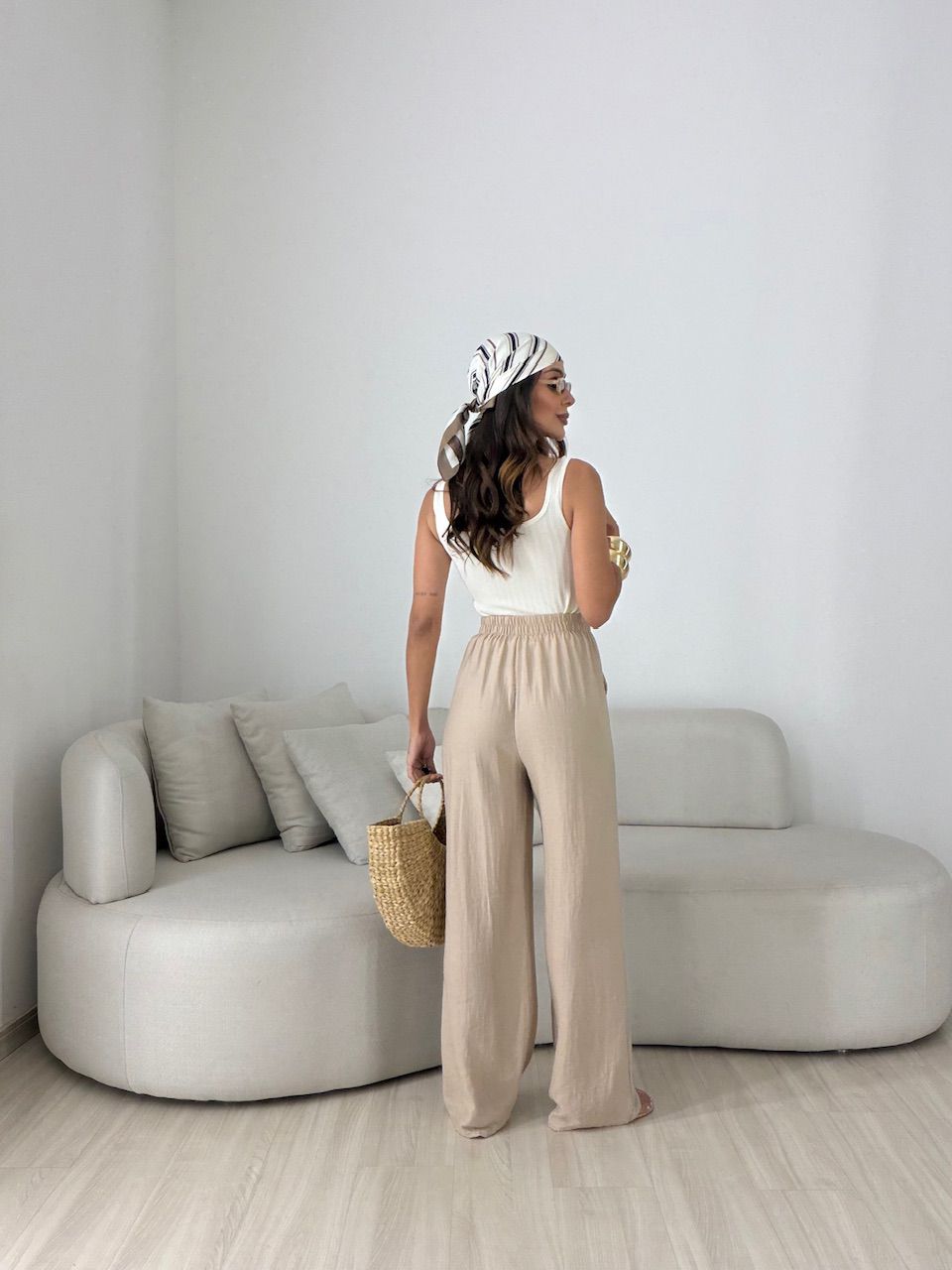 CALÇA MÔNICA LASTEX CAQUI
