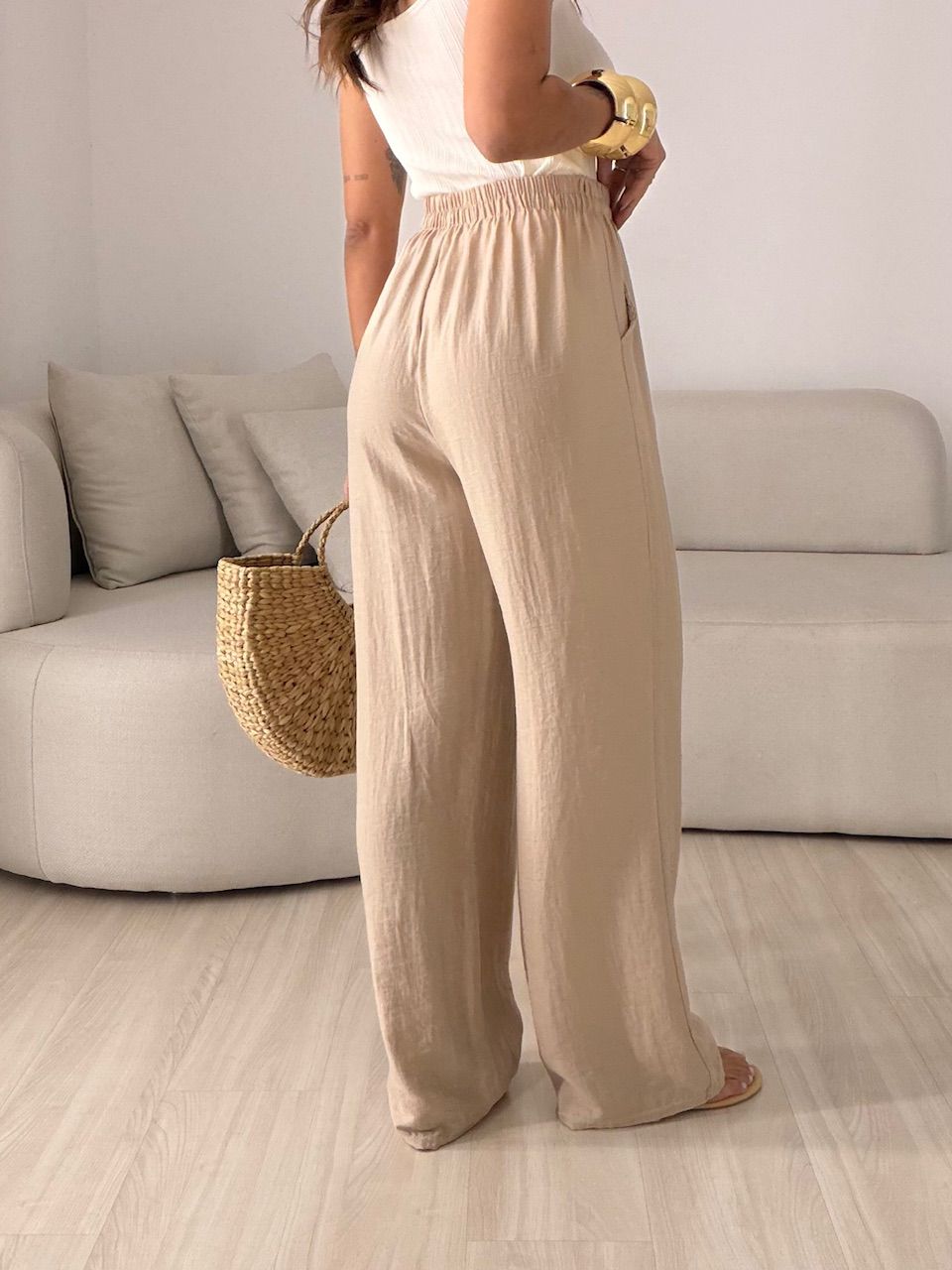 CALÇA MÔNICA LASTEX CAQUI
