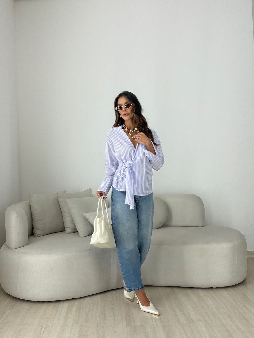 CAMISA MILENY AMARRAÇÃO LILÁS/OFF