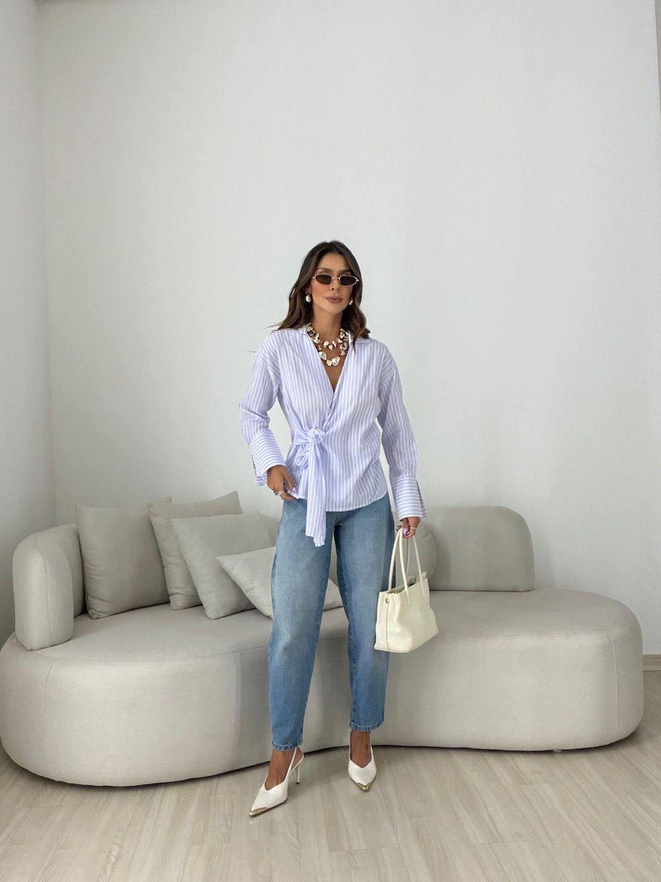 CAMISA MILENY AMARRAÇÃO LILÁS/OFF
