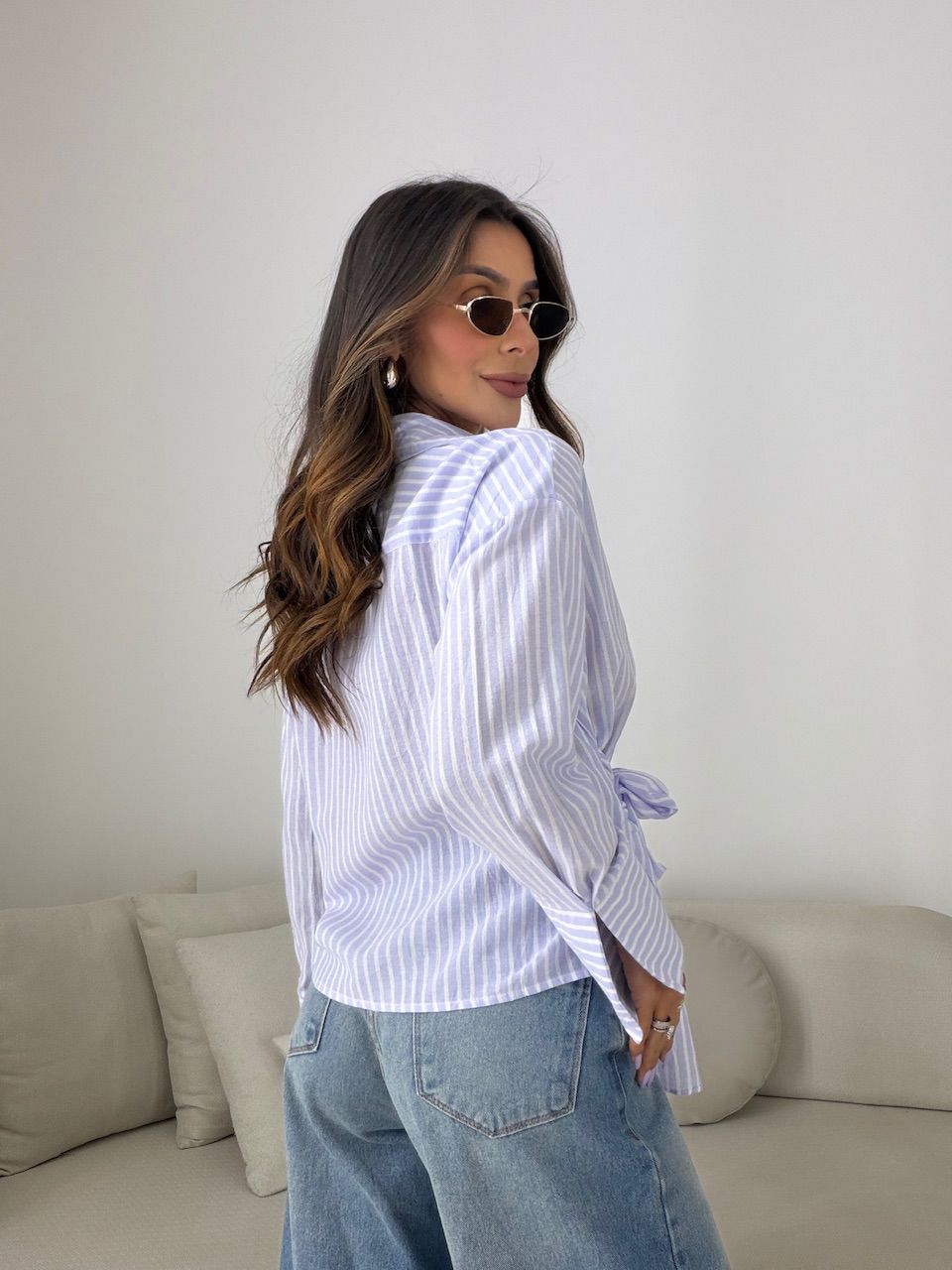 CAMISA MILENY AMARRAÇÃO LILÁS/OFF