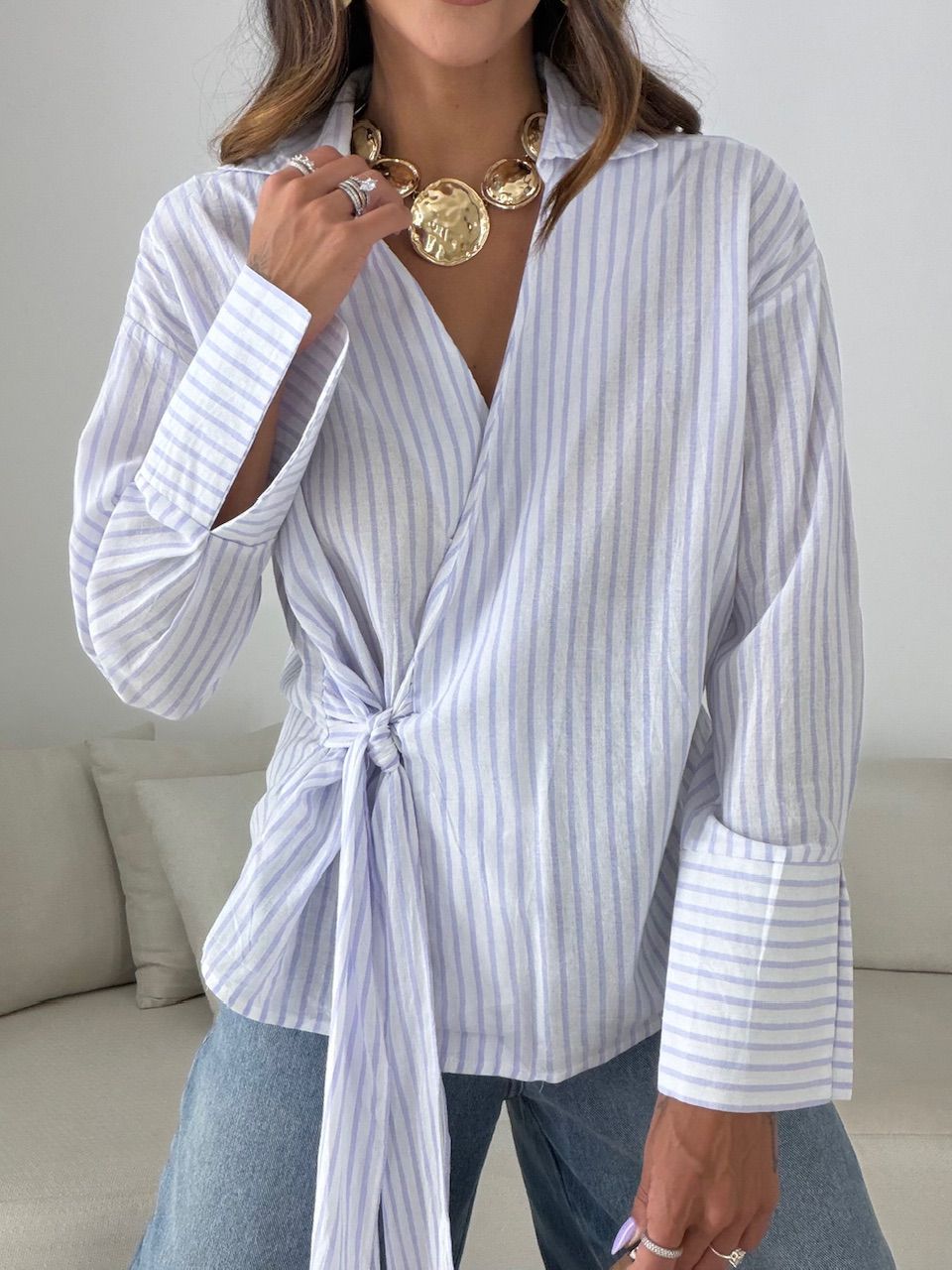 CAMISA MILENY AMARRAÇÃO OFF/LILÁS