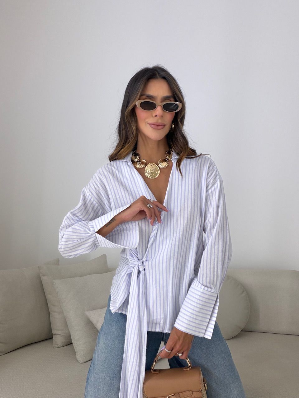 CAMISA MILENY AMARRAÇÃO OFF/LILÁS