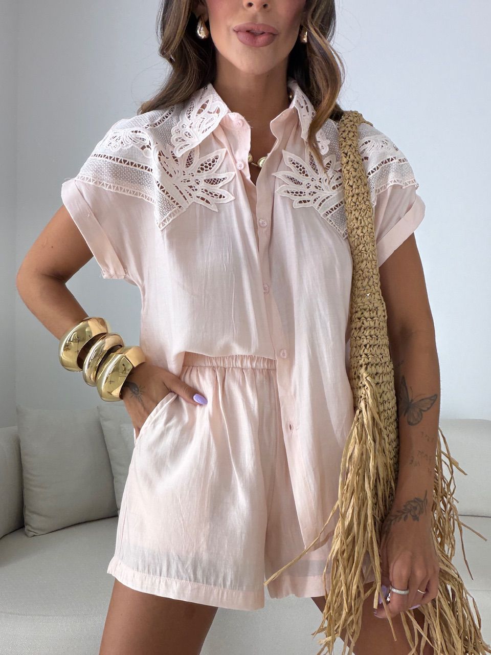CONJUNTO NATY SHORT ROSA