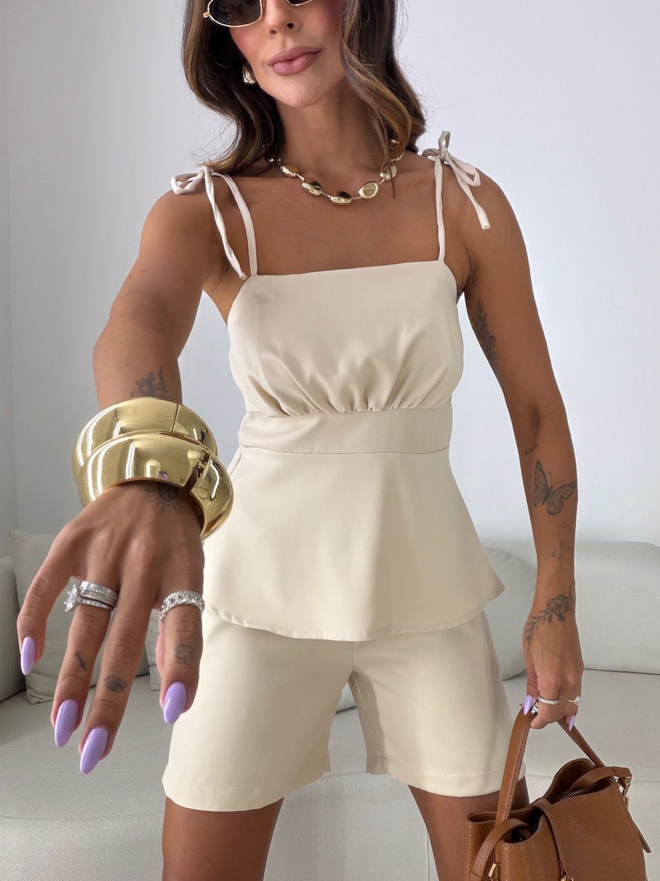 CONJUNTO PAULA SHORT AREIA
