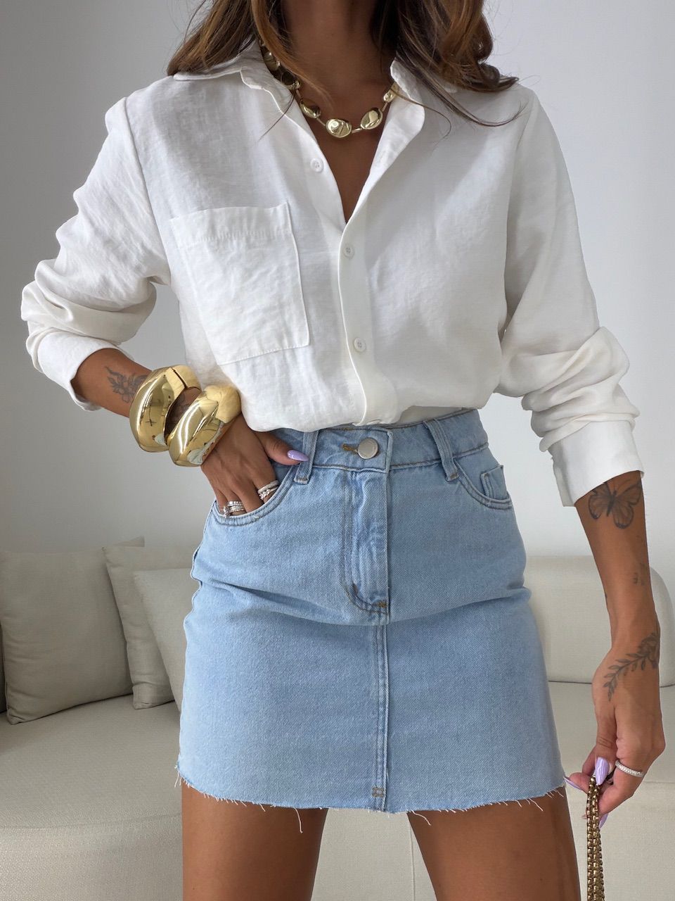 SAIA MARCELA CURTA JEANS CLARO - 0082530071 - CAROLLA FERRARO