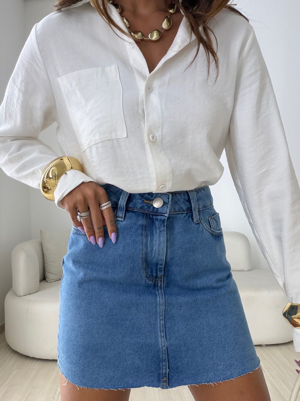 SAIA MARCELA CURTA JEANS ESCURO - 0082530070 - CAROLLA FERRARO