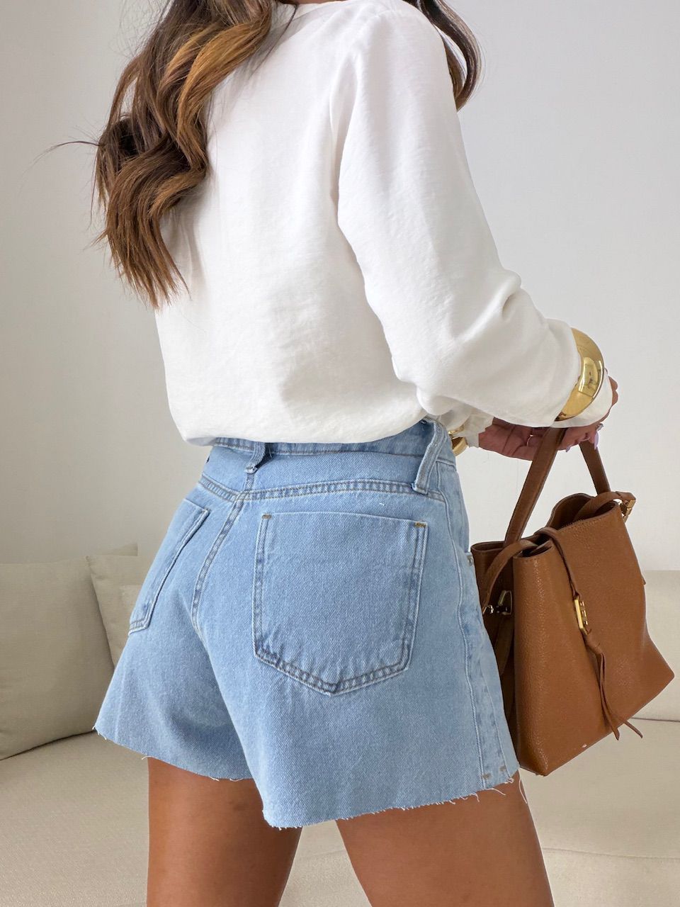 SHORT ANA BEATRIZ CINTURA ALTA JEANS CLARO