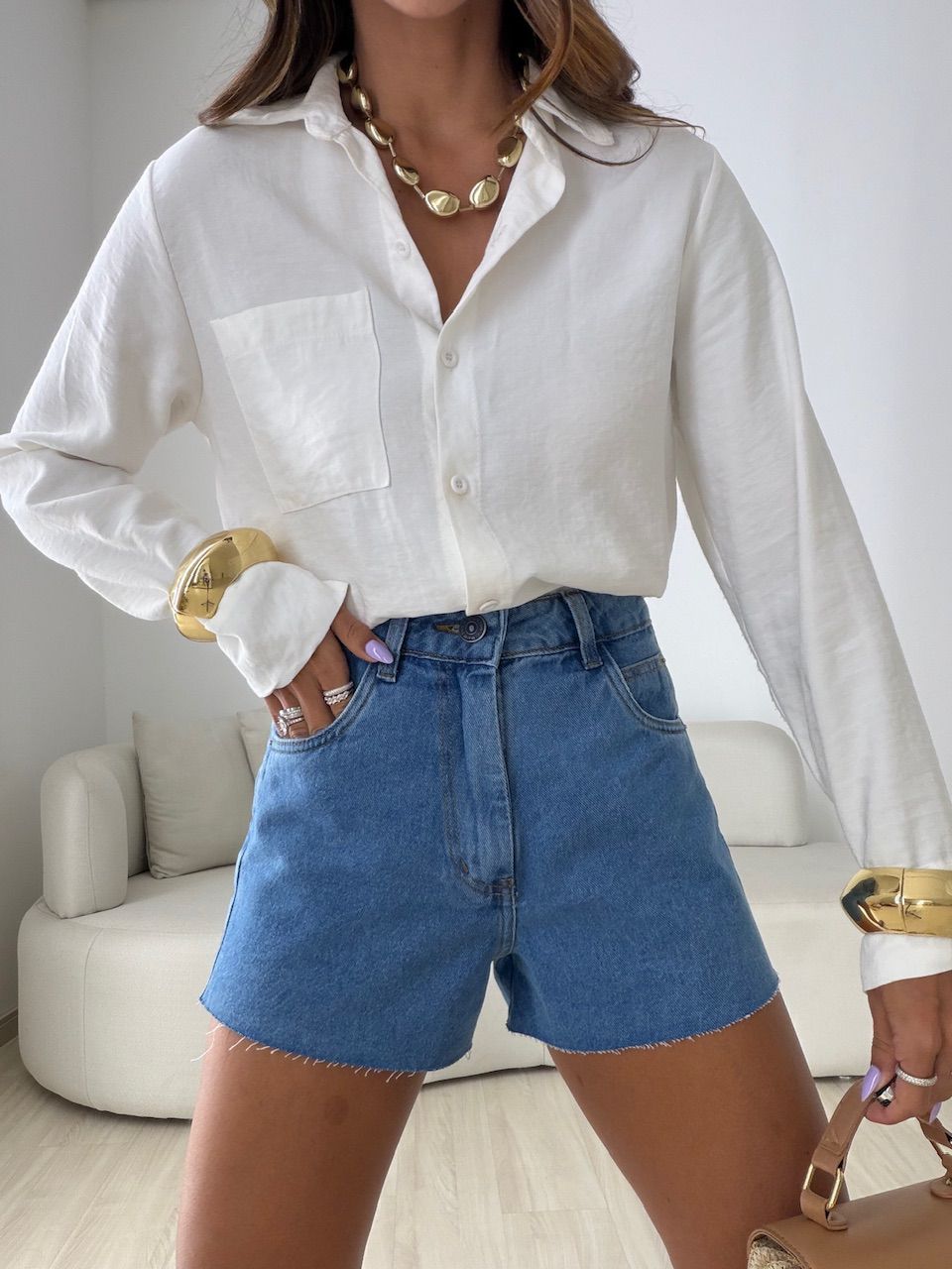 SHORT ANA BEATRIZ CINTURA ALTA JEANS ESCURO - 0082... - CAROLLA FERRARO