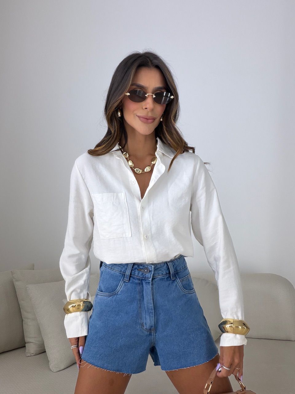 SHORT ANA BEATRIZ CINTURA ALTA JEANS ESCURO