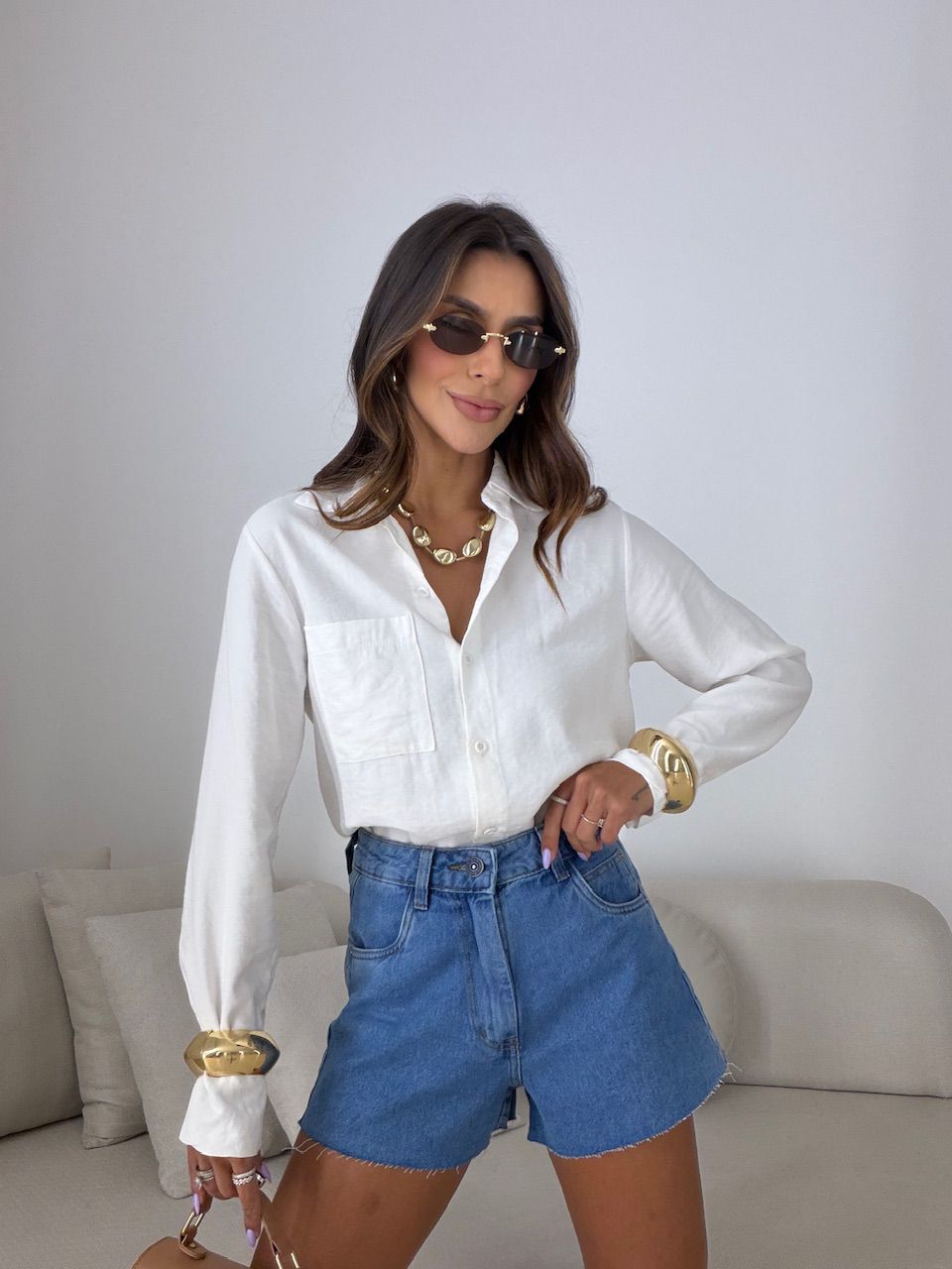 SHORT ANA BEATRIZ CINTURA ALTA JEANS ESCURO