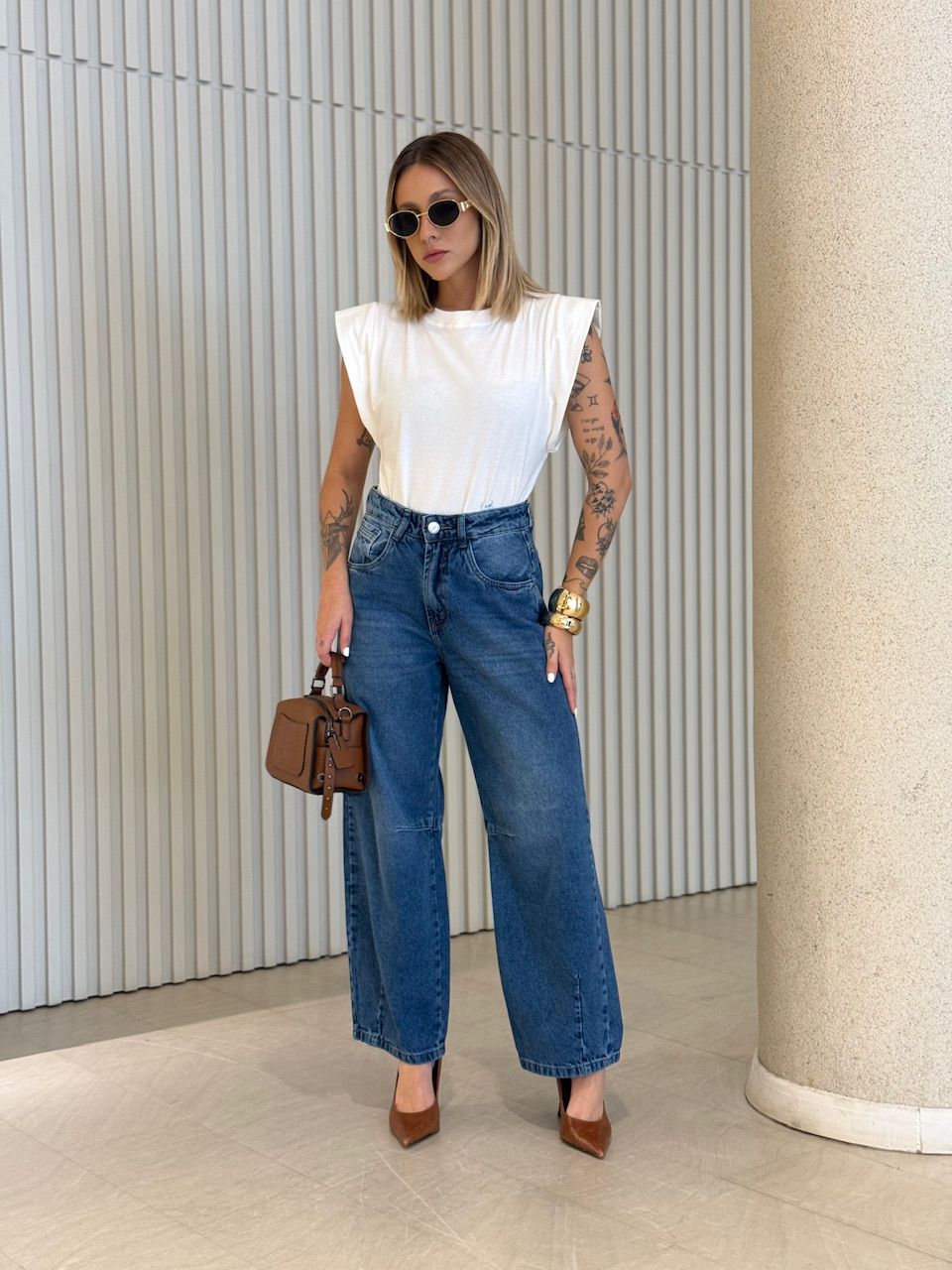 CALÇA SIMONE BALLOON JEANS ESCURO