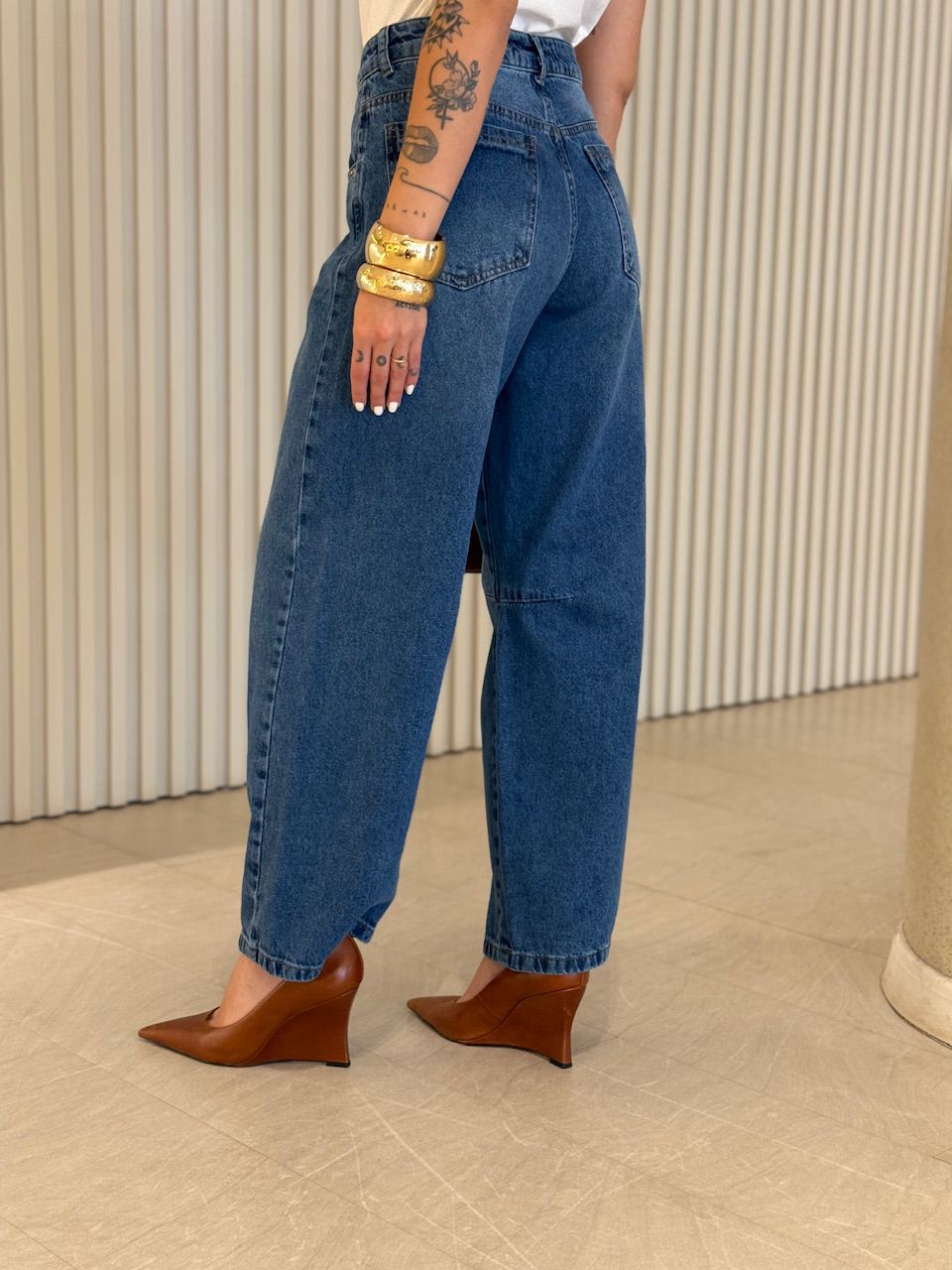 CALÇA SIMONE BALLOON JEANS ESCURO