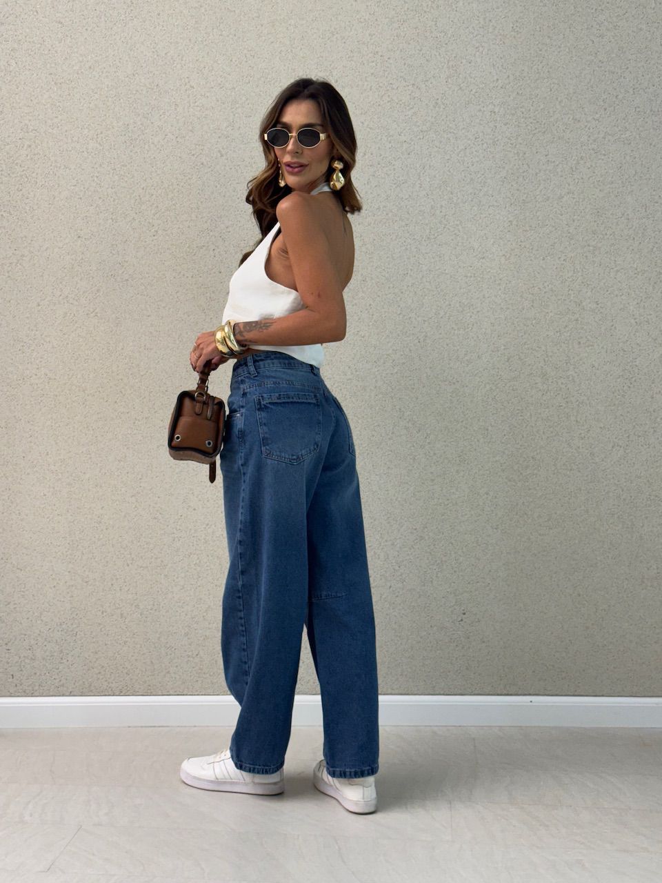 CALÇA SIMONE BALLOON JEANS ESCURO