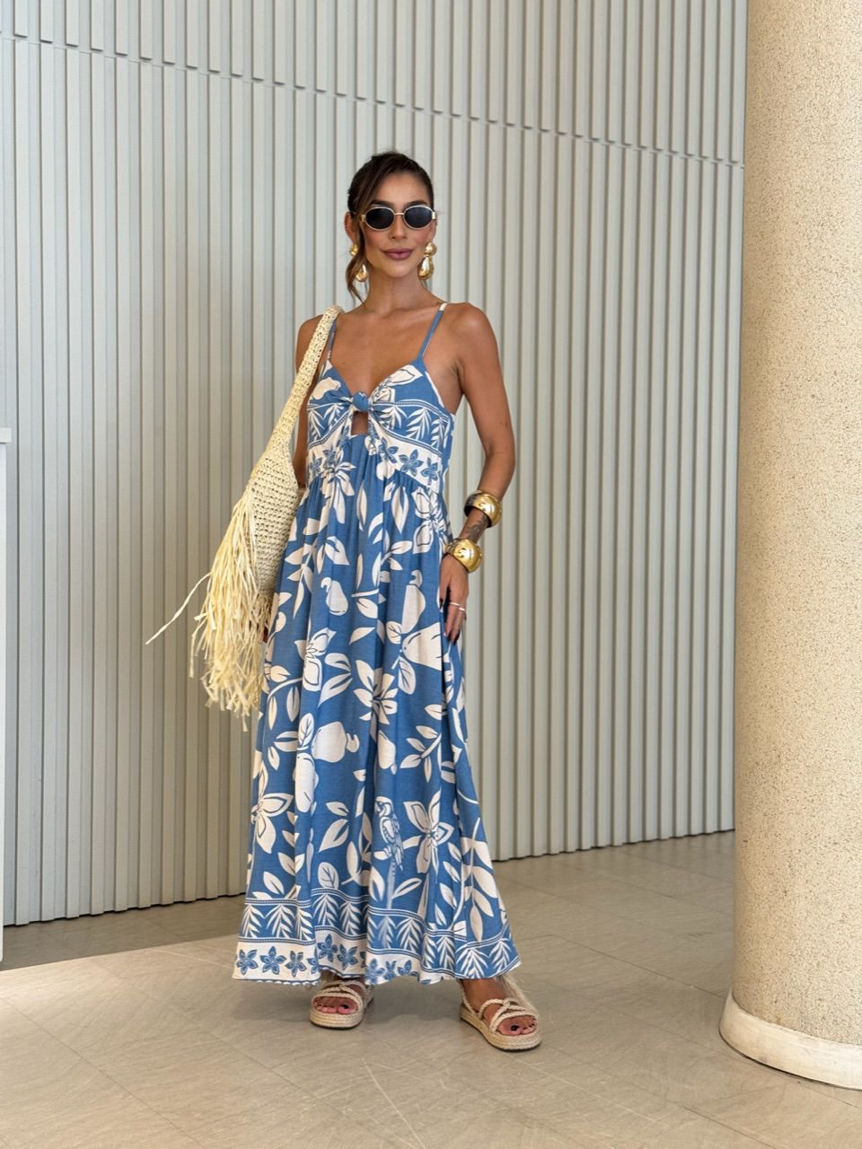 VESTIDO LAILA ESTAMPADO AZUL - 0073250109 - CAROLLA FERRARO