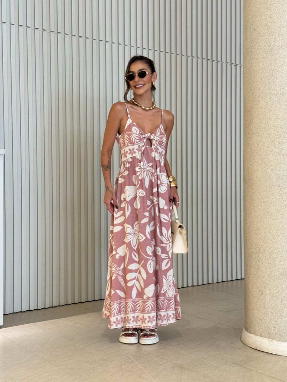 VESTIDO LAILA ESTAMPADO ROSA - 0073250031 - CAROLLA FERRARO