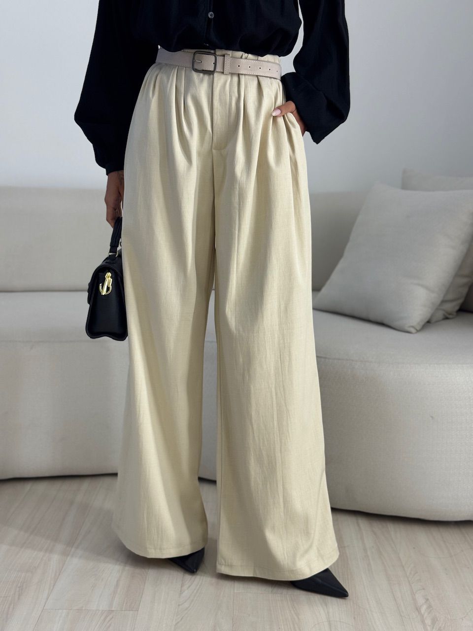 CALÇA PAULA CINTO AREIA - 0074240110 - CAROLLA FERRARO