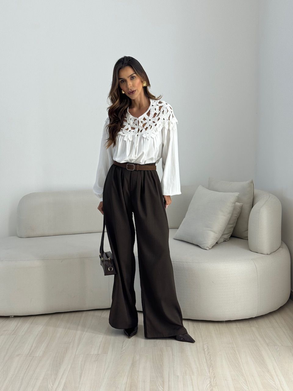 CALÇA PAULA CINTO CAFÉ