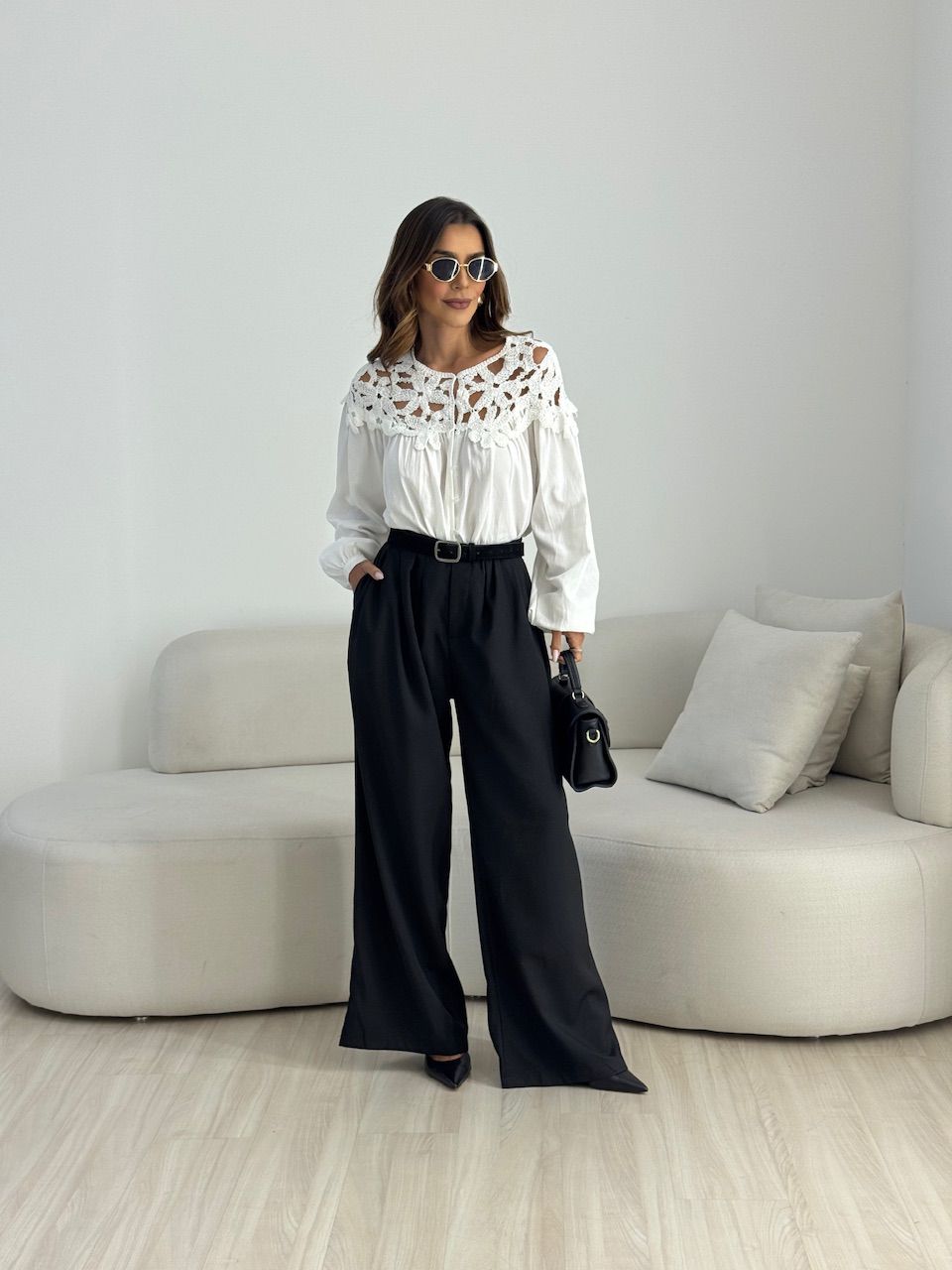 CALÇA PAULA CINTO PRETA