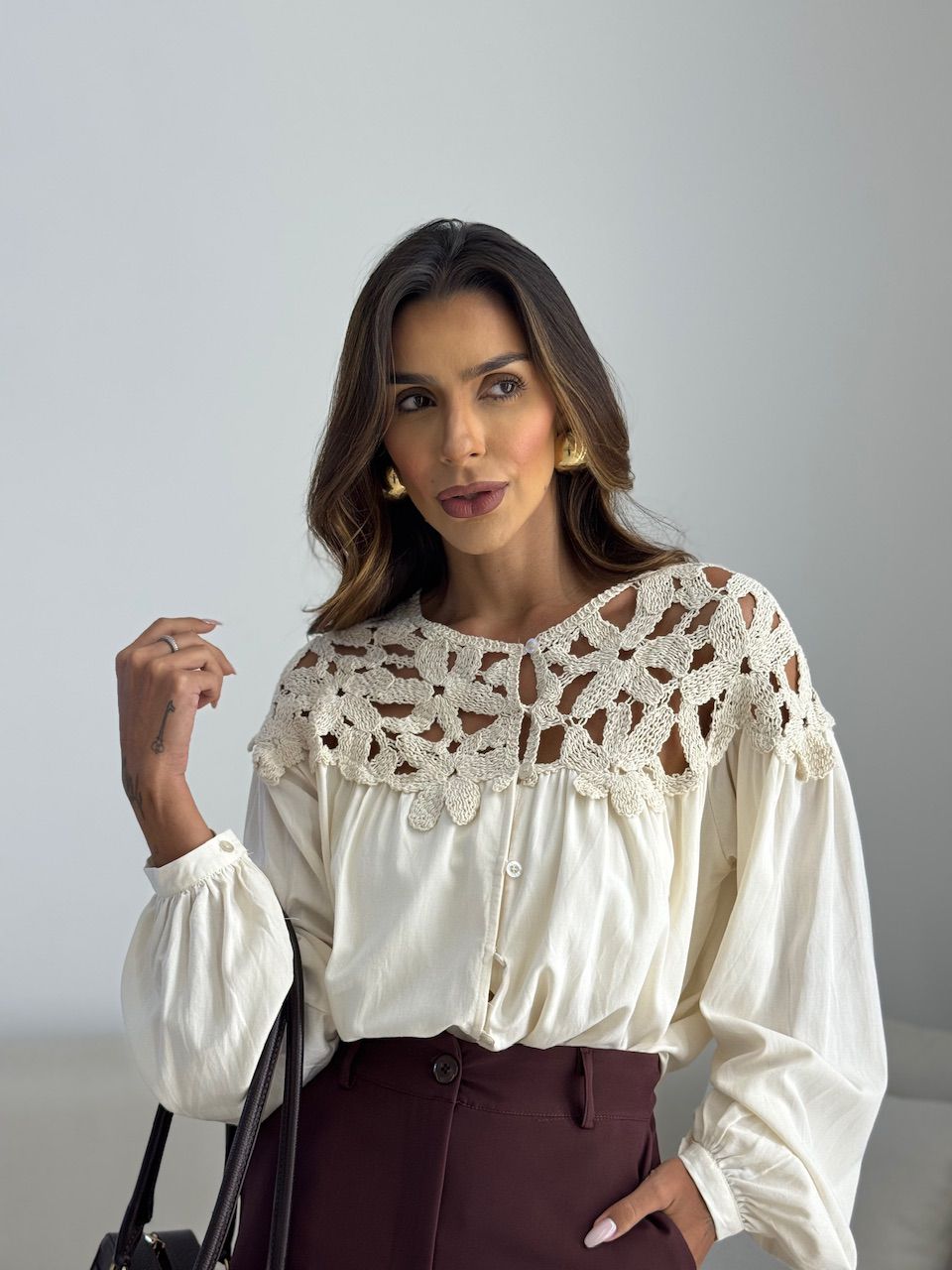 CAMISA LIZIE CROCHÊ MARFIM