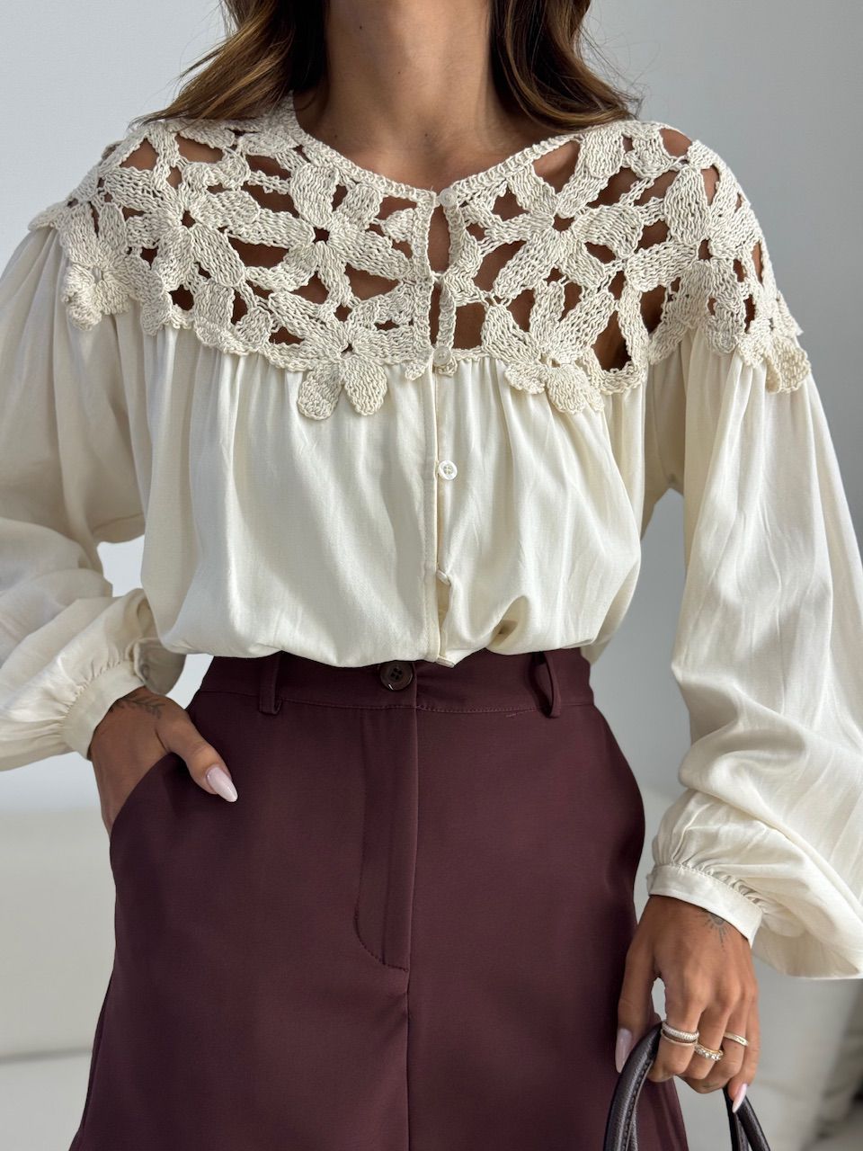 CAMISA LIZIE CROCHÊ MARFIM