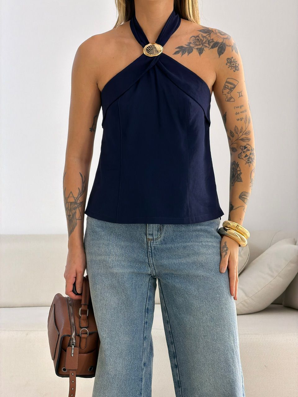 BLUSA MALU METAL MARINHO