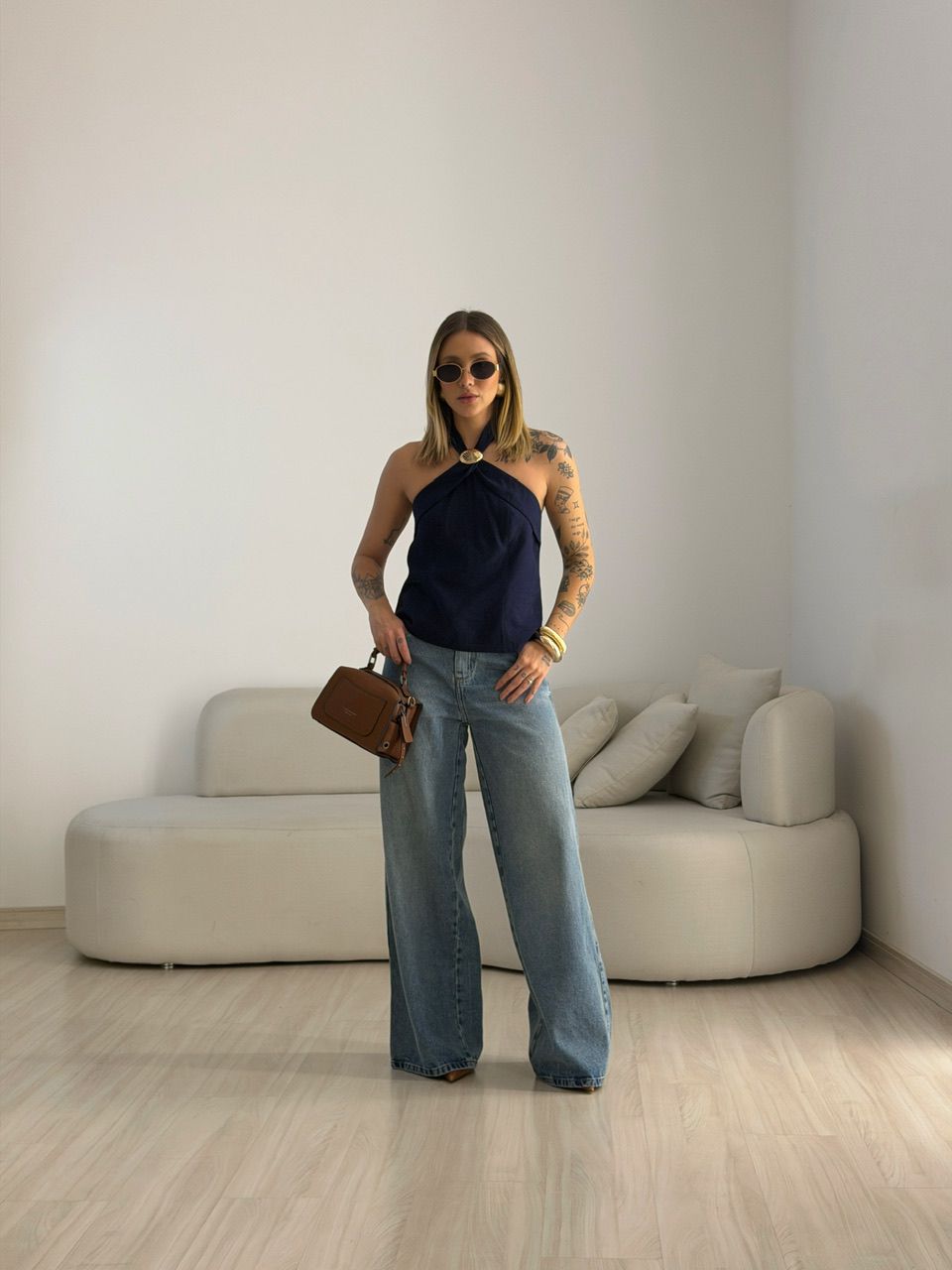 BLUSA MALU METAL MARINHO