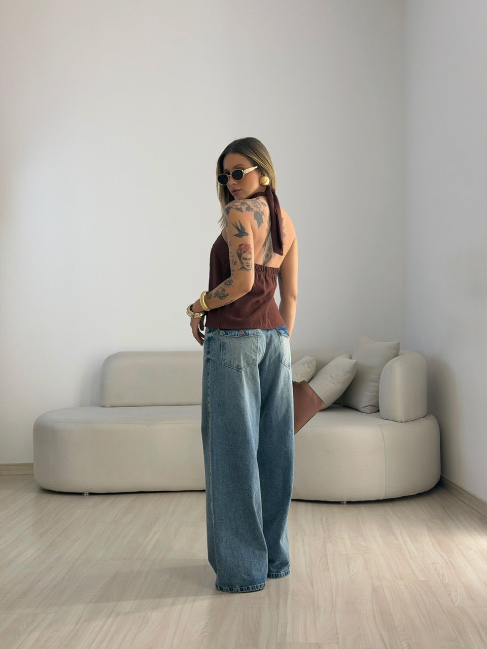 BLUSA MALU METAL MARROM