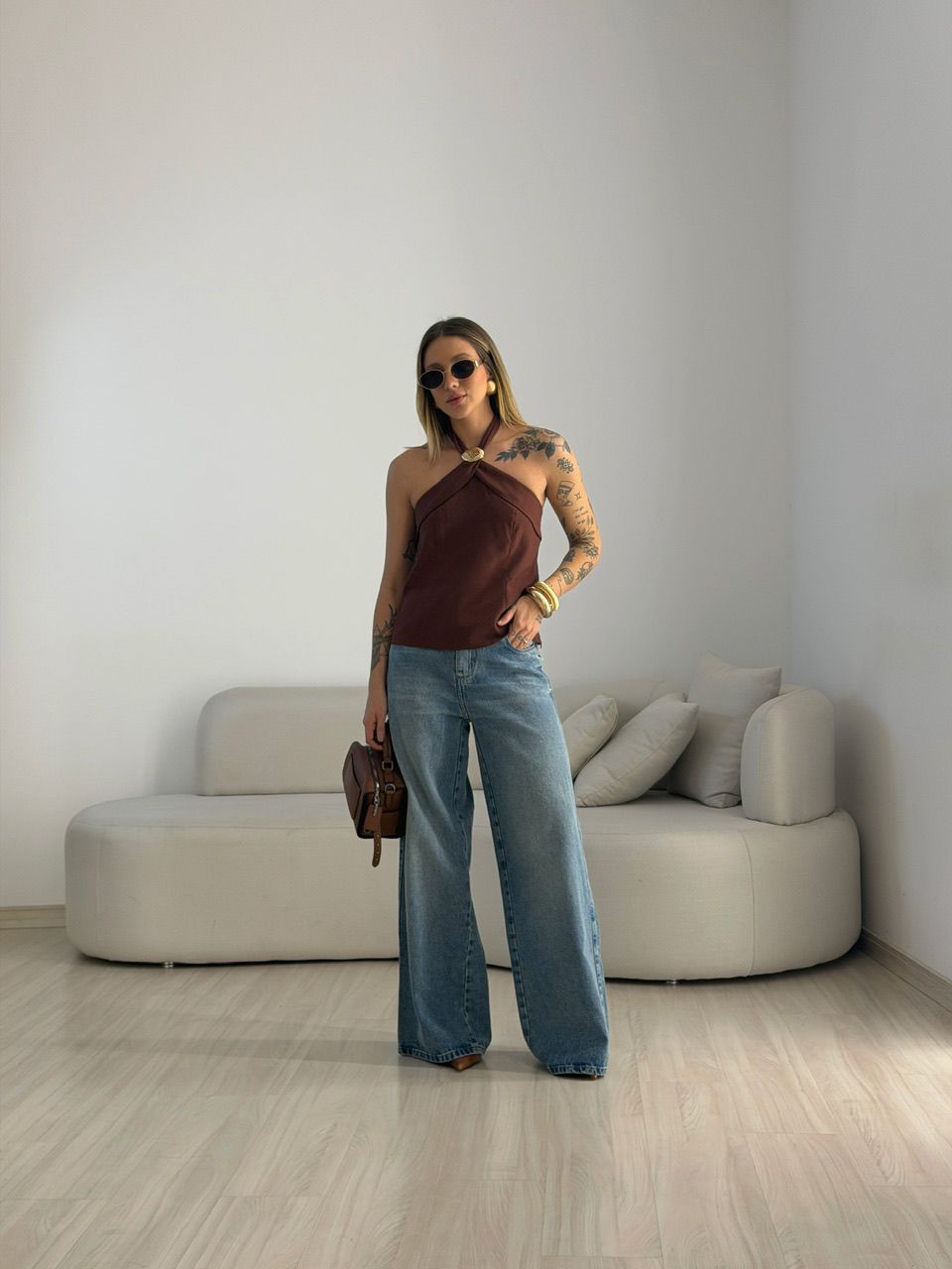 BLUSA MALU METAL MARROM