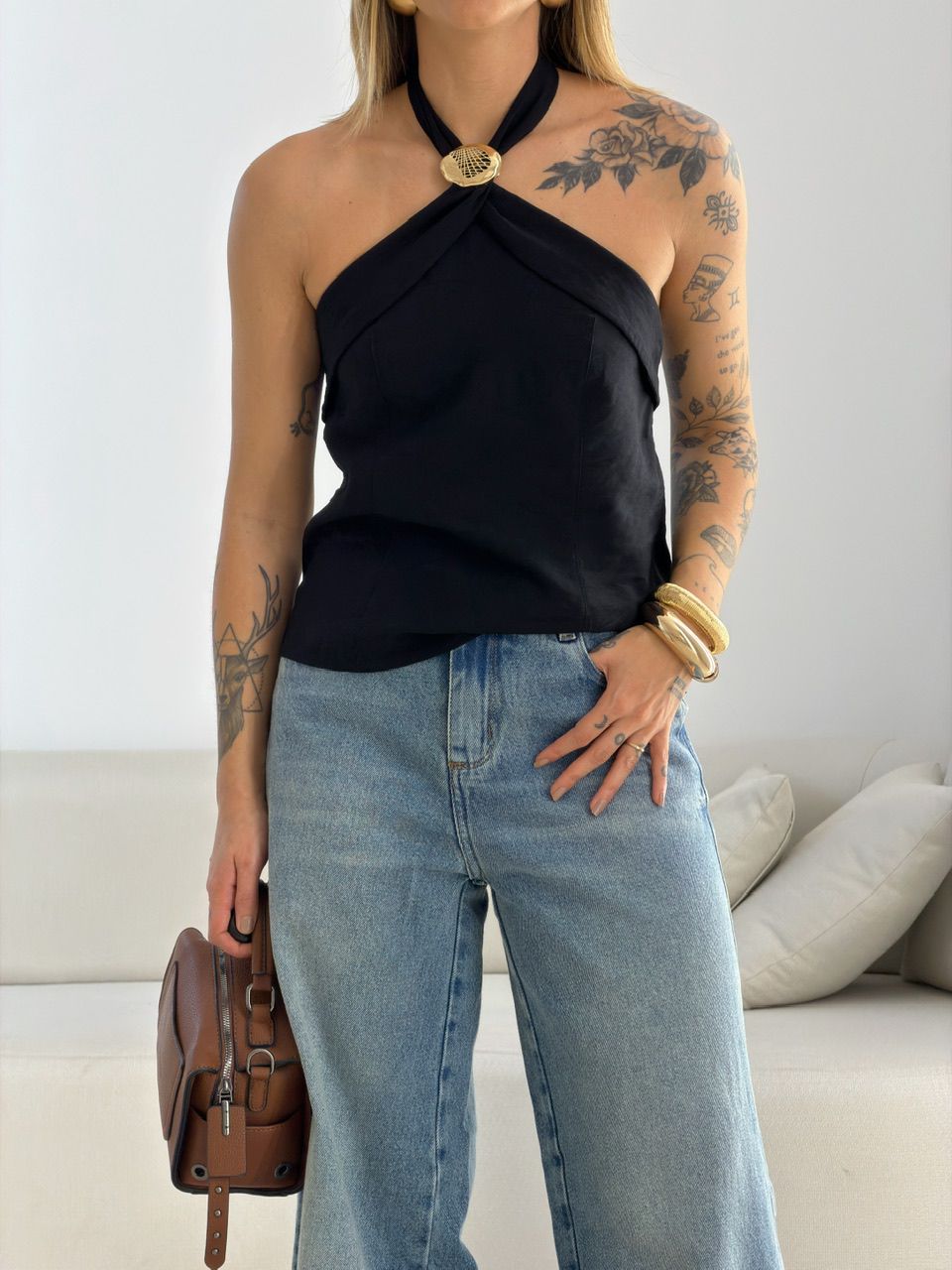 BLUSA MALU METAL PRETA