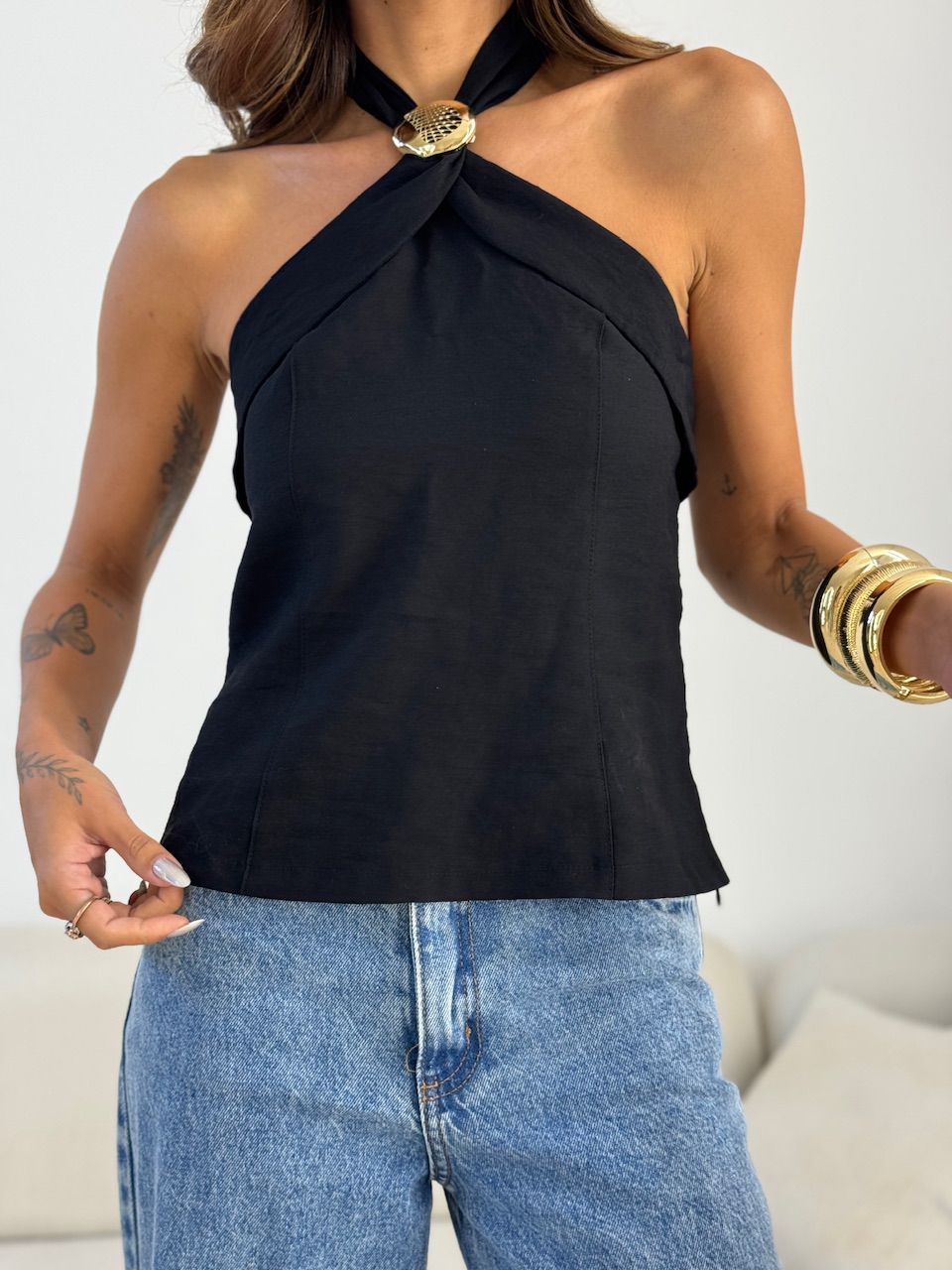 BLUSA MALU METAL PRETA