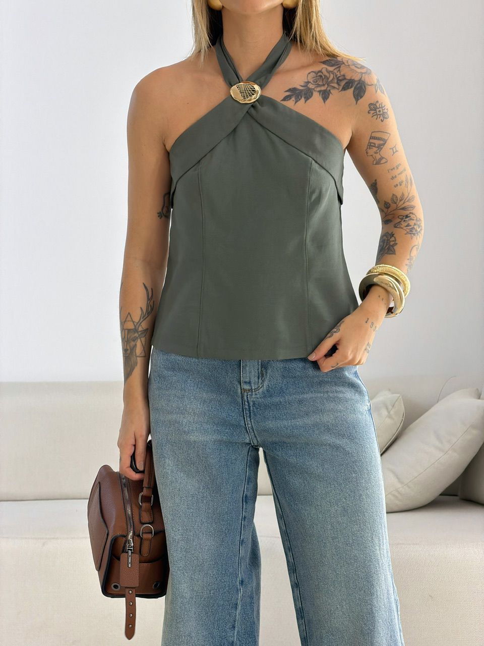 BLUSA MALU METAL VERDE