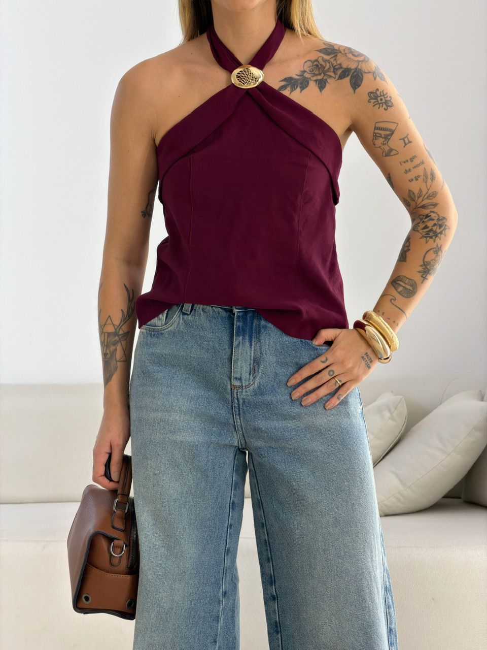 BLUSA MALU METAL VINHO