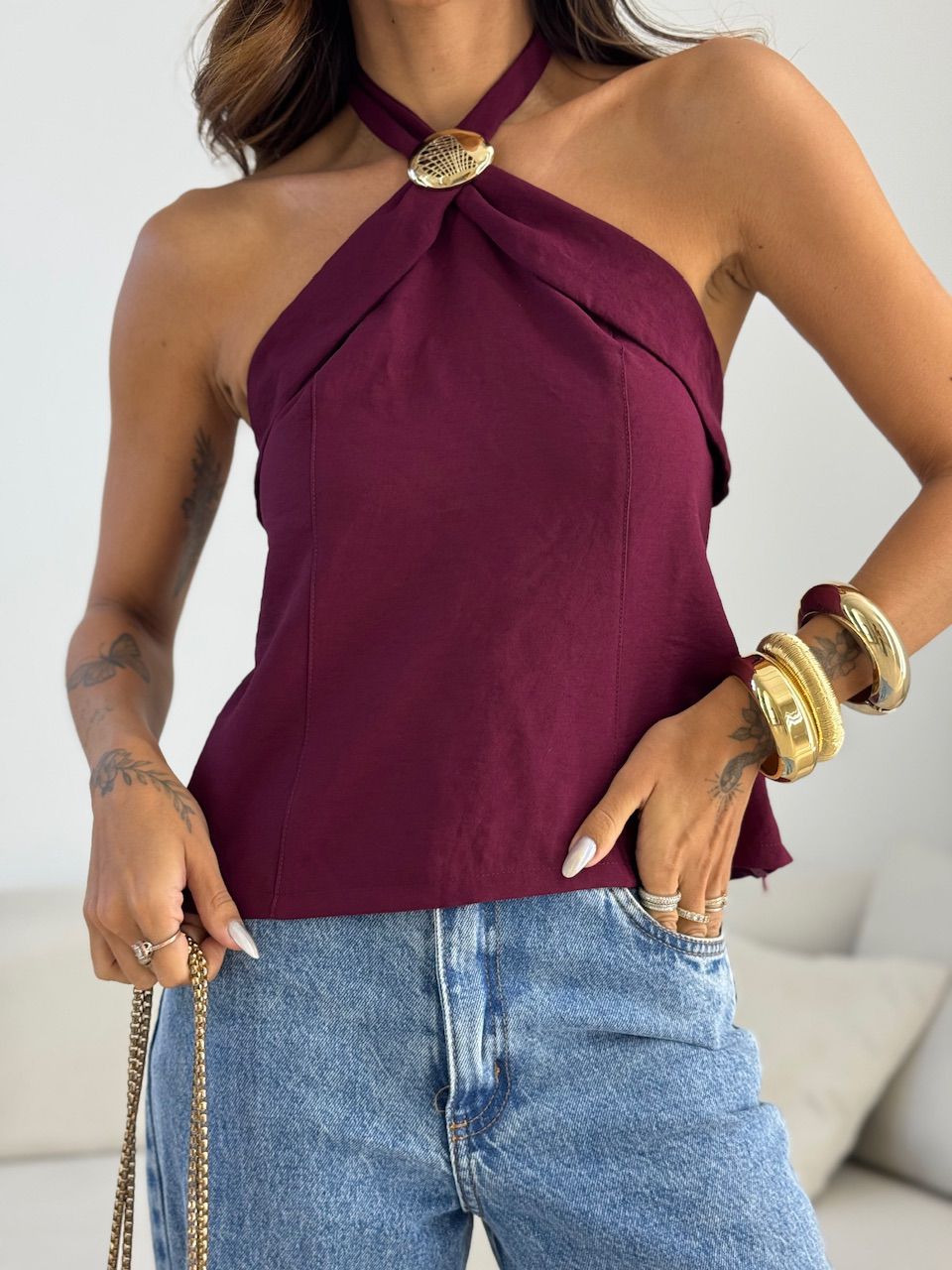 BLUSA MALU METAL VINHO