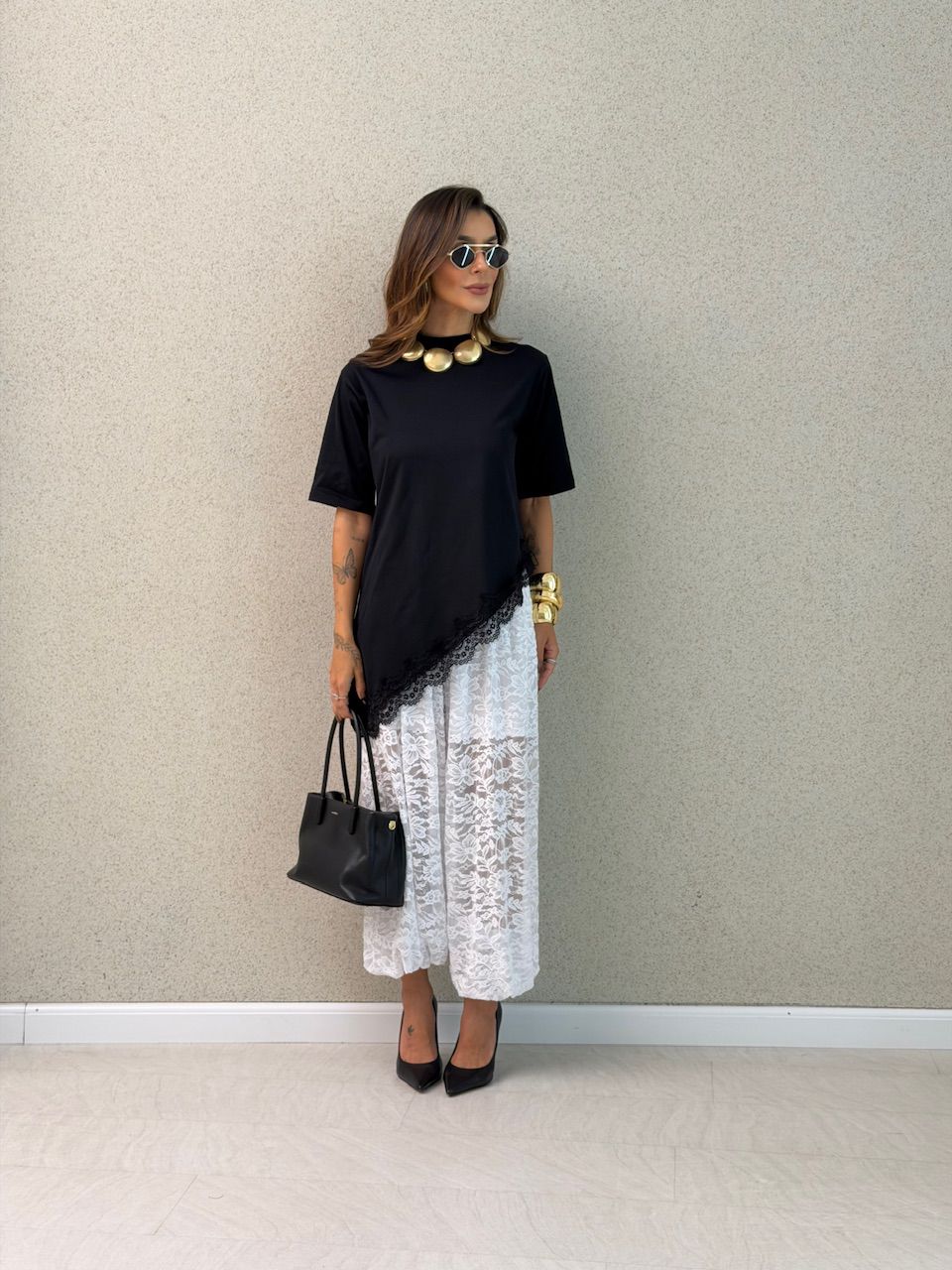 CALÇA JENIFER RENDA OFF - 0075360048 - CAROLLA FERRARO