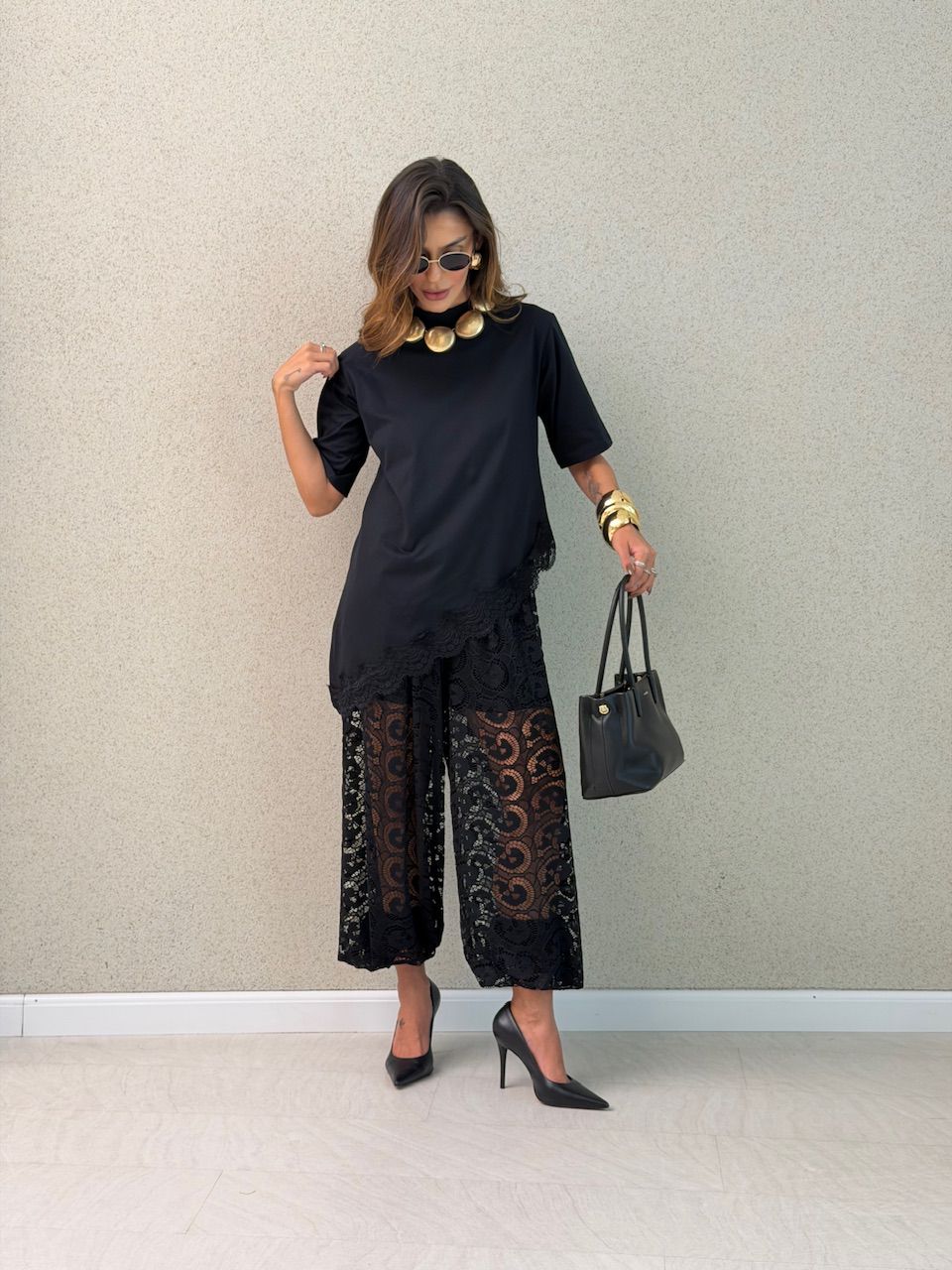 CALÇA JENIFER RENDA PRETA