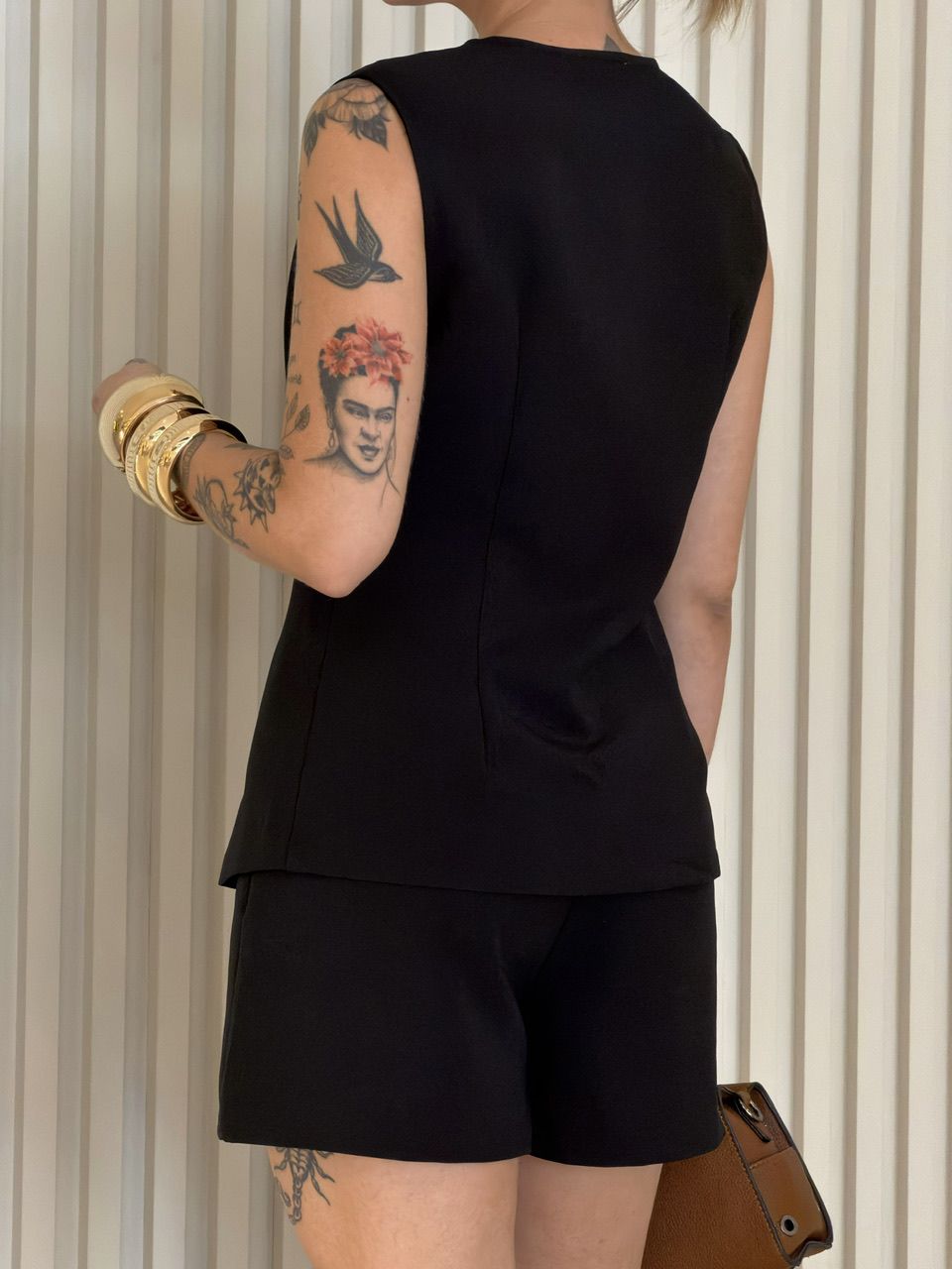 CONJUNTO ELZA COLETE SHORT PRETO