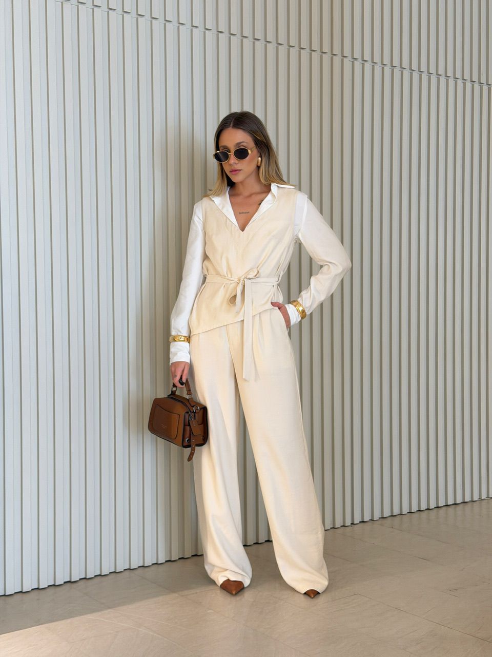 TRIJUNTO ANDREIA CAMISA AREIA - 0075400110 - CAROLLA FERRARO