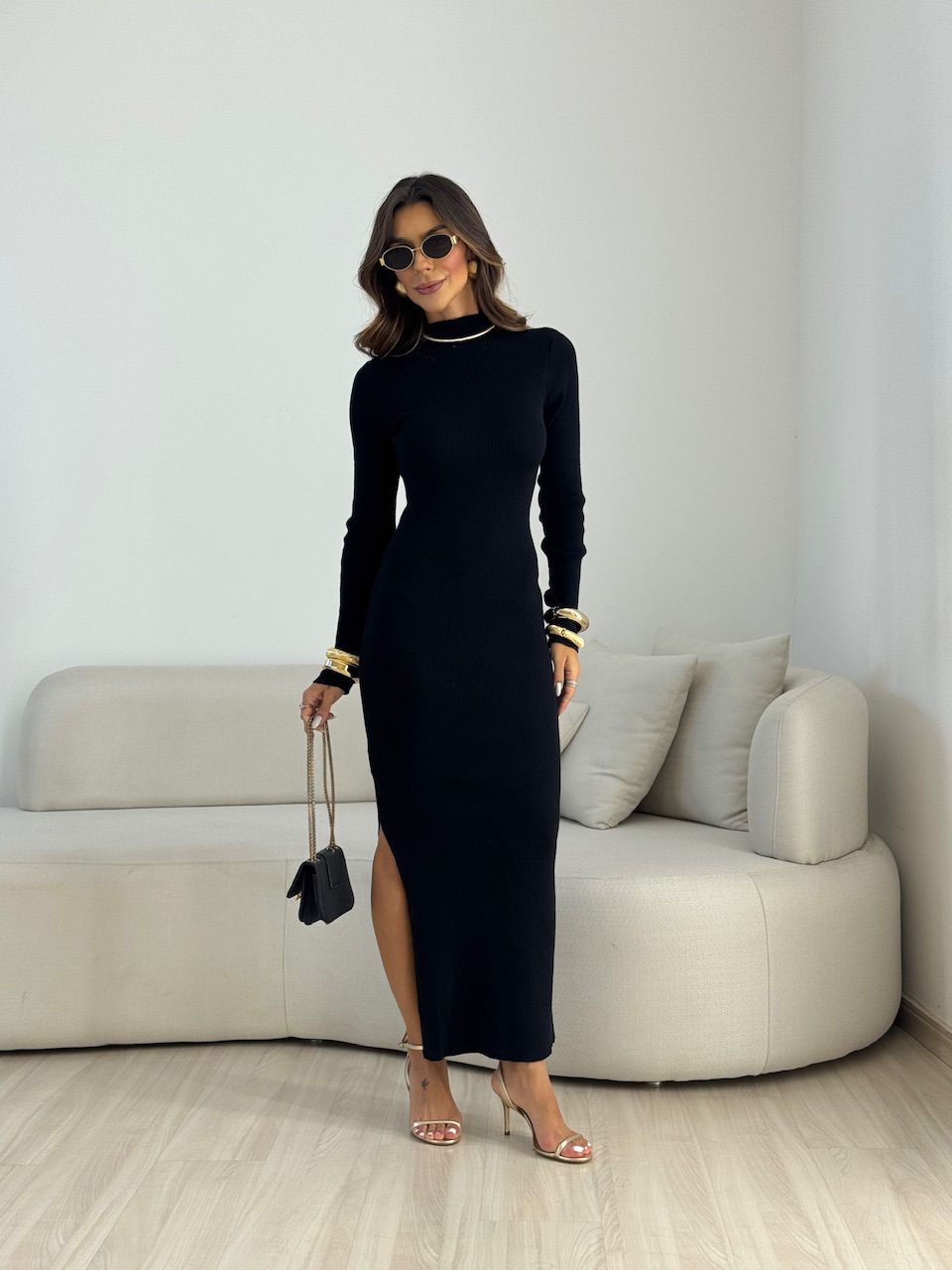 VESTIDO KARINA TRICOT PRETO