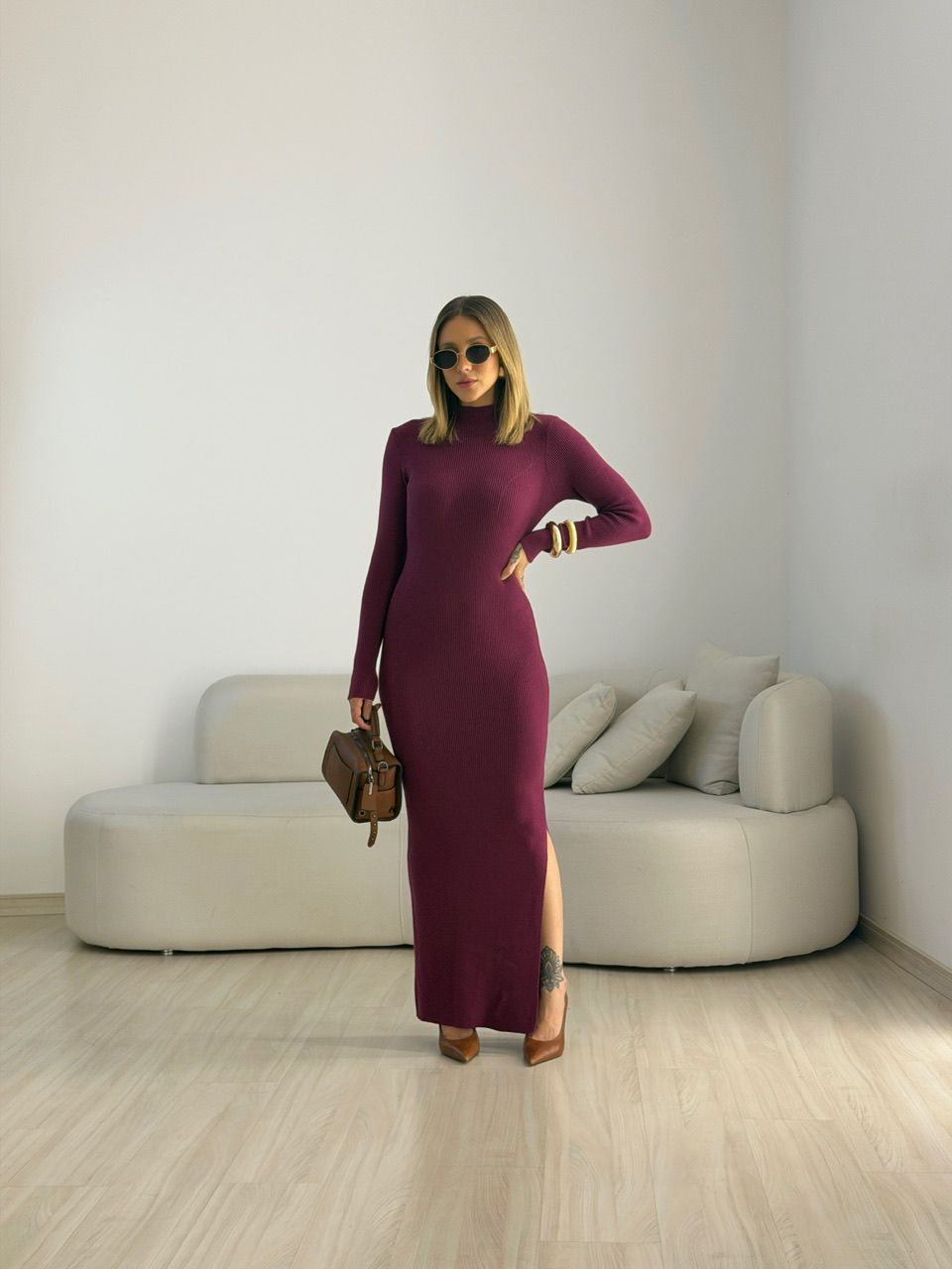 VESTIDO KARINA TRICOT VINHO