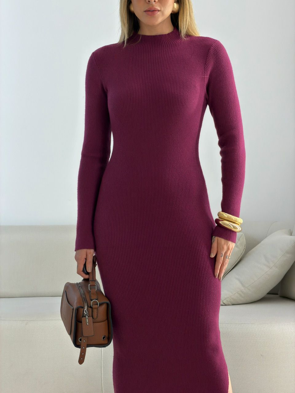 VESTIDO KARINA TRICOT VINHO