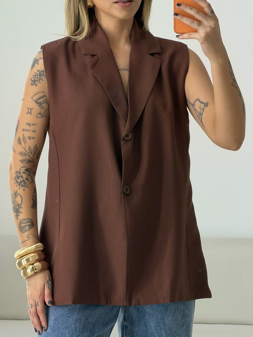 COLETE CLARA ALFAIATARIA MARROM