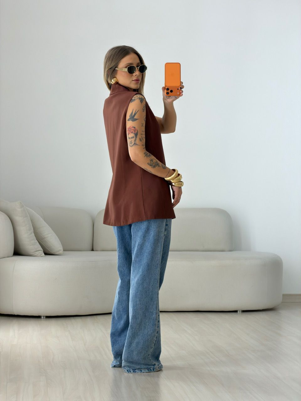 COLETE CLARA ALFAIATARIA MARROM