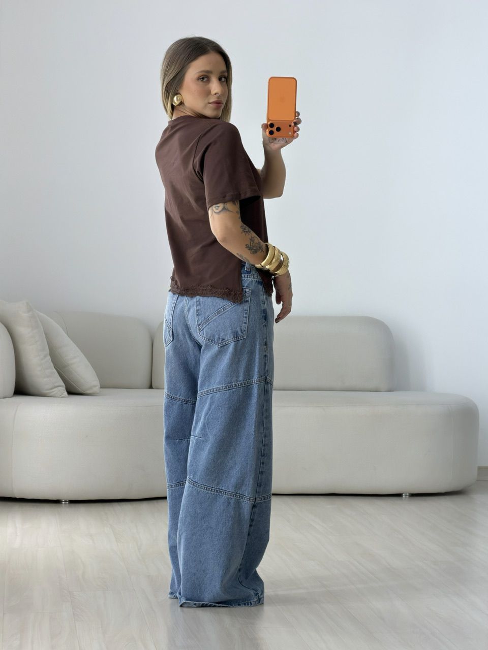 T-SHIRT MARINA RENDA MARROM