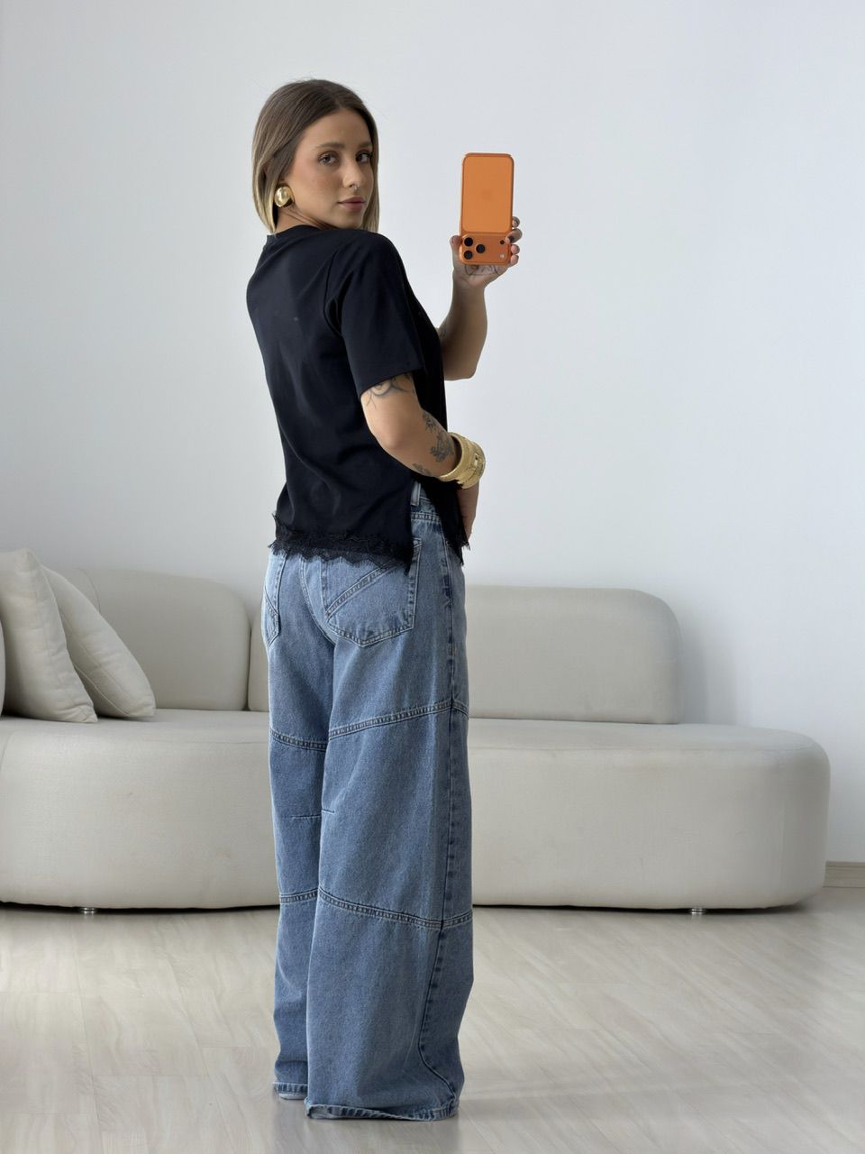 T-SHIRT MARINA RENDA PRETA