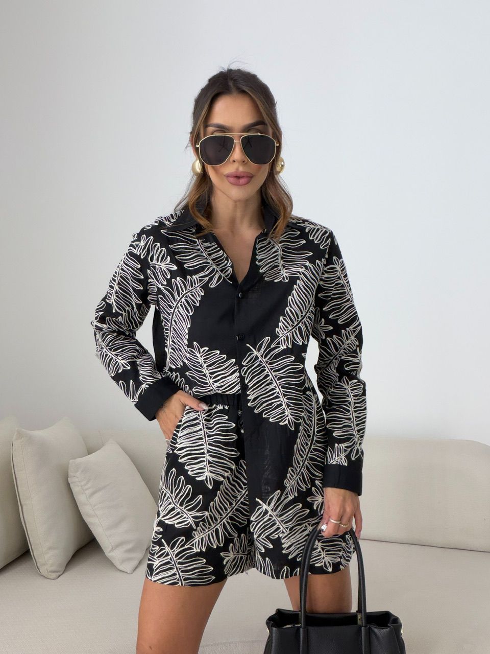 CONJUNTO OTILIA BORDADO PRETO
