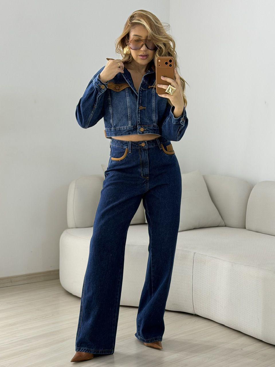 JAQUETA SILVANA BOLSOS COTELÊ JEANS