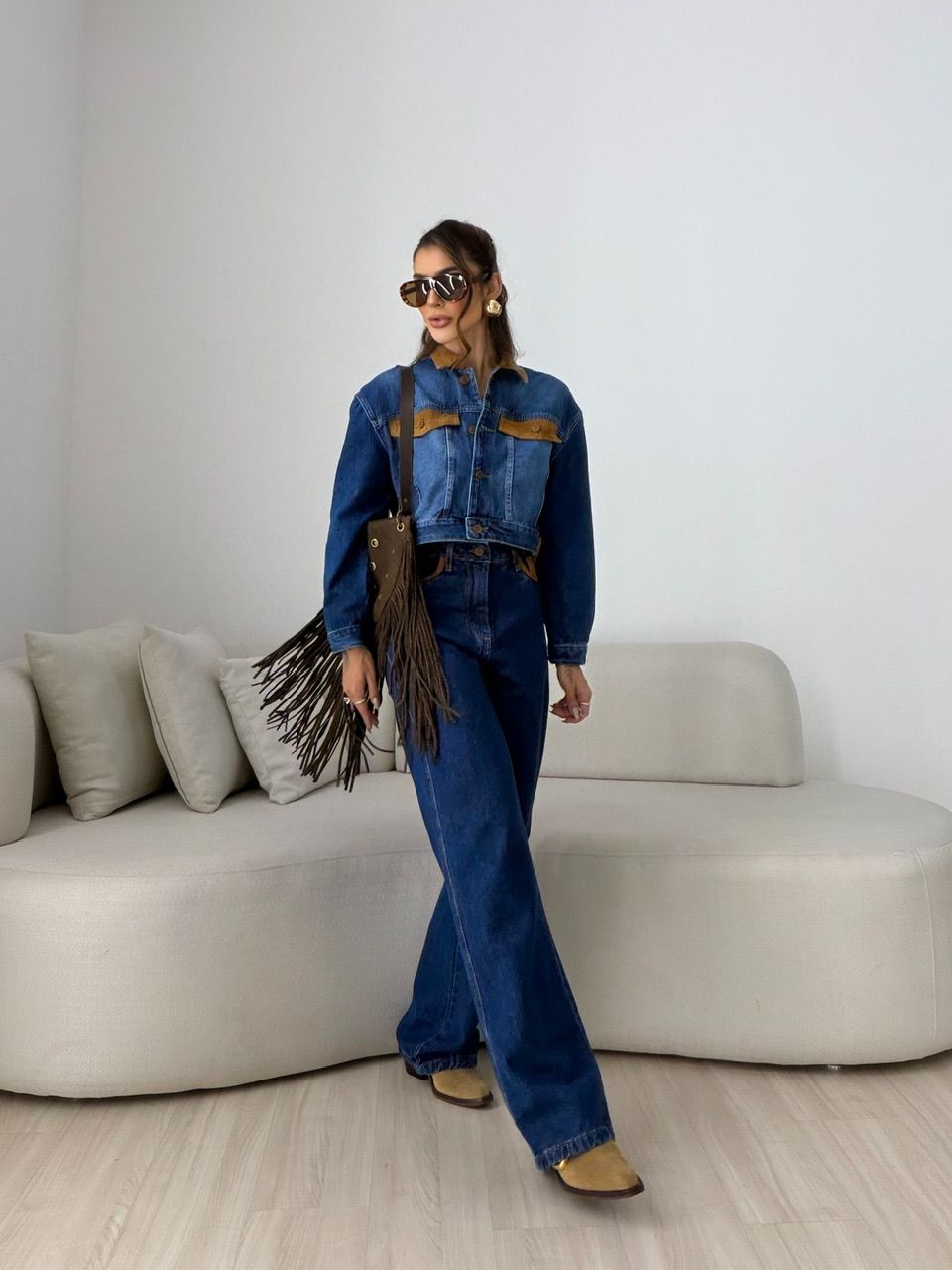 JAQUETA SILVANA BOLSOS COTELÊ JEANS