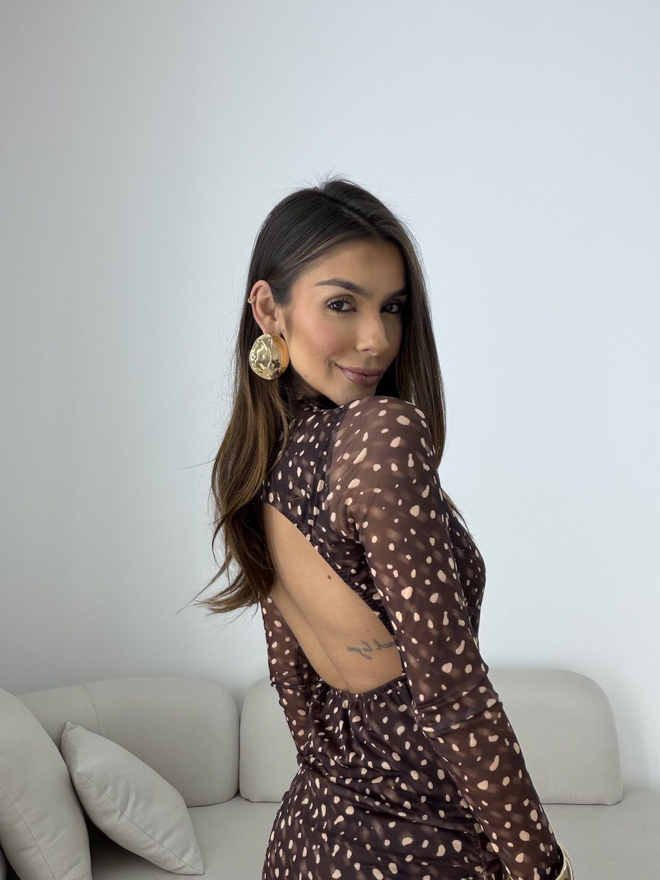 VESTIDO MILENA ESTAMPADO MARROM